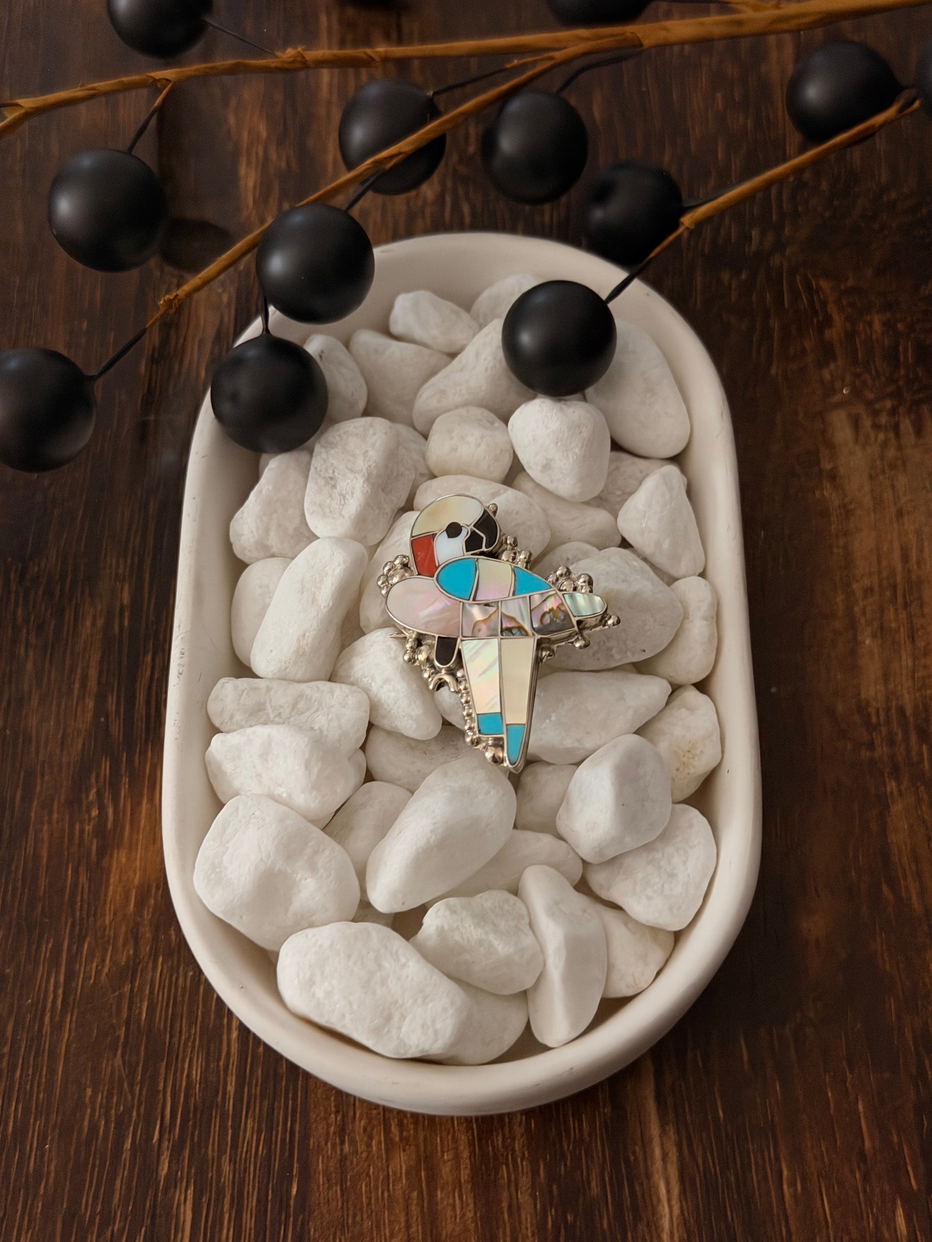 Zuni Made Multi Stone & Sterling Silver Pin/Pendant