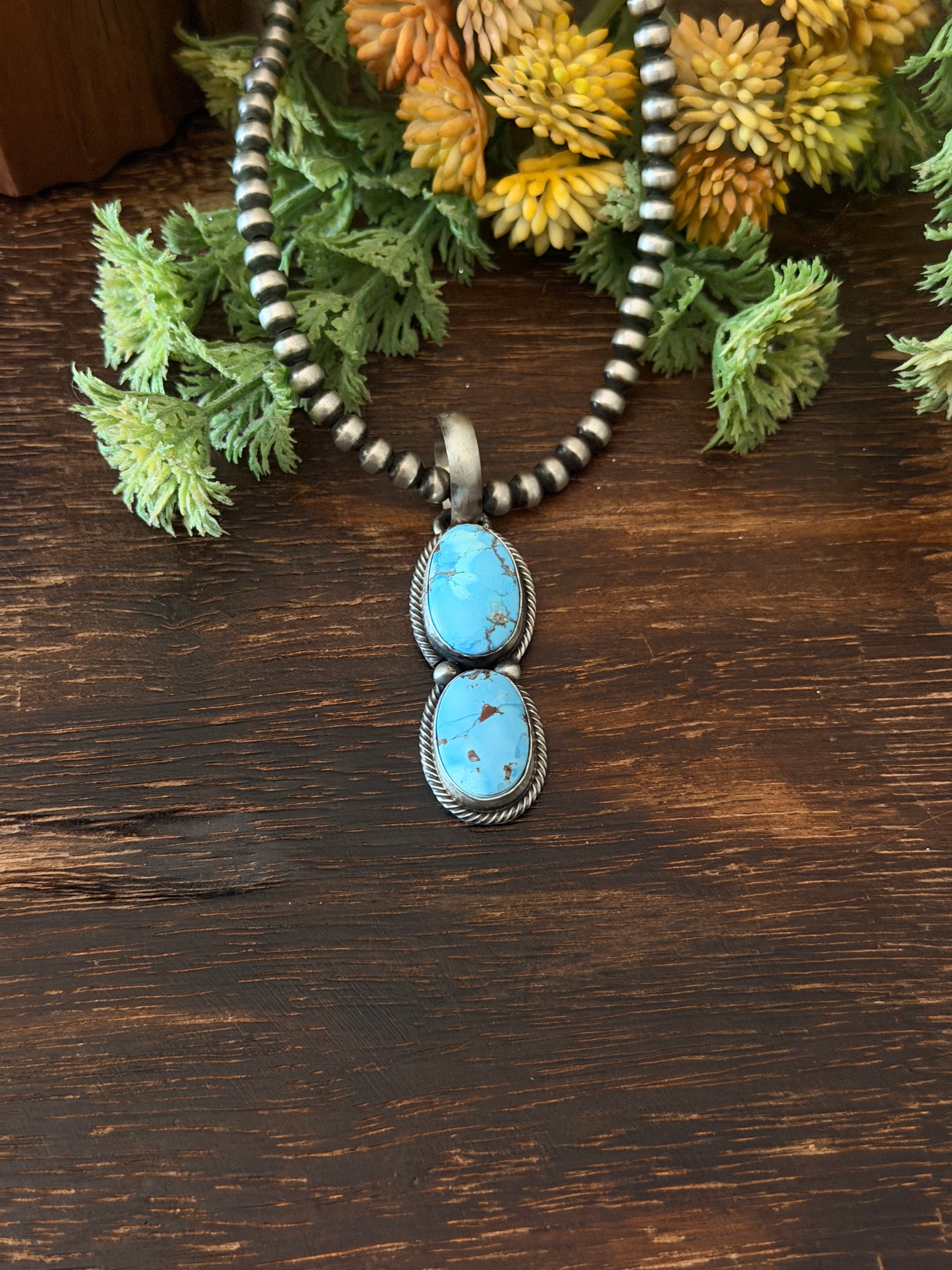 Darrin Livingston Golden Hills Turquoise & Sterling Silver Pendant
