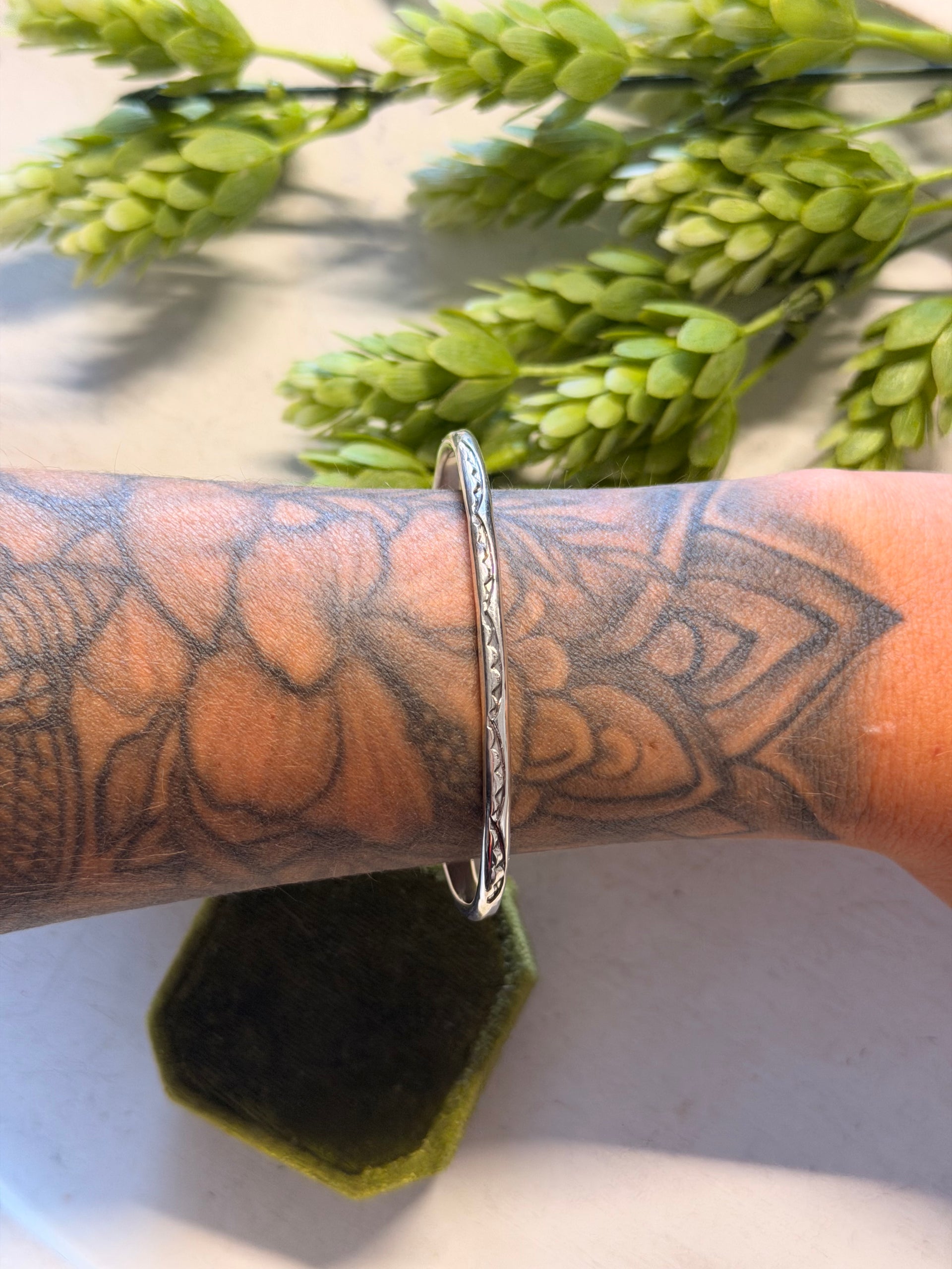 Navajo Made Sterling Silver Stamped Cuff Bracelet