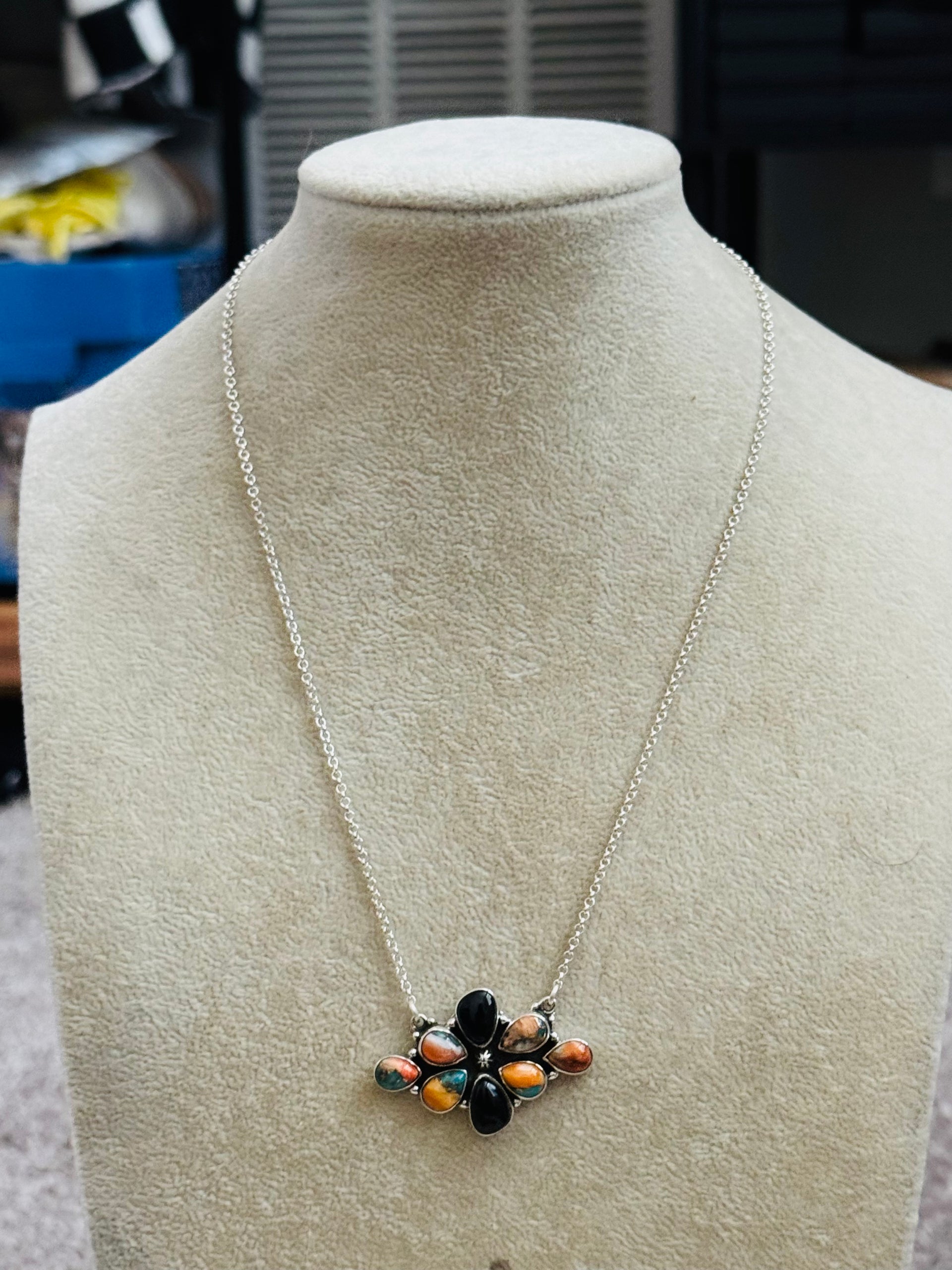 Southwest Made Multi Stone & Sterling Silver Necklace