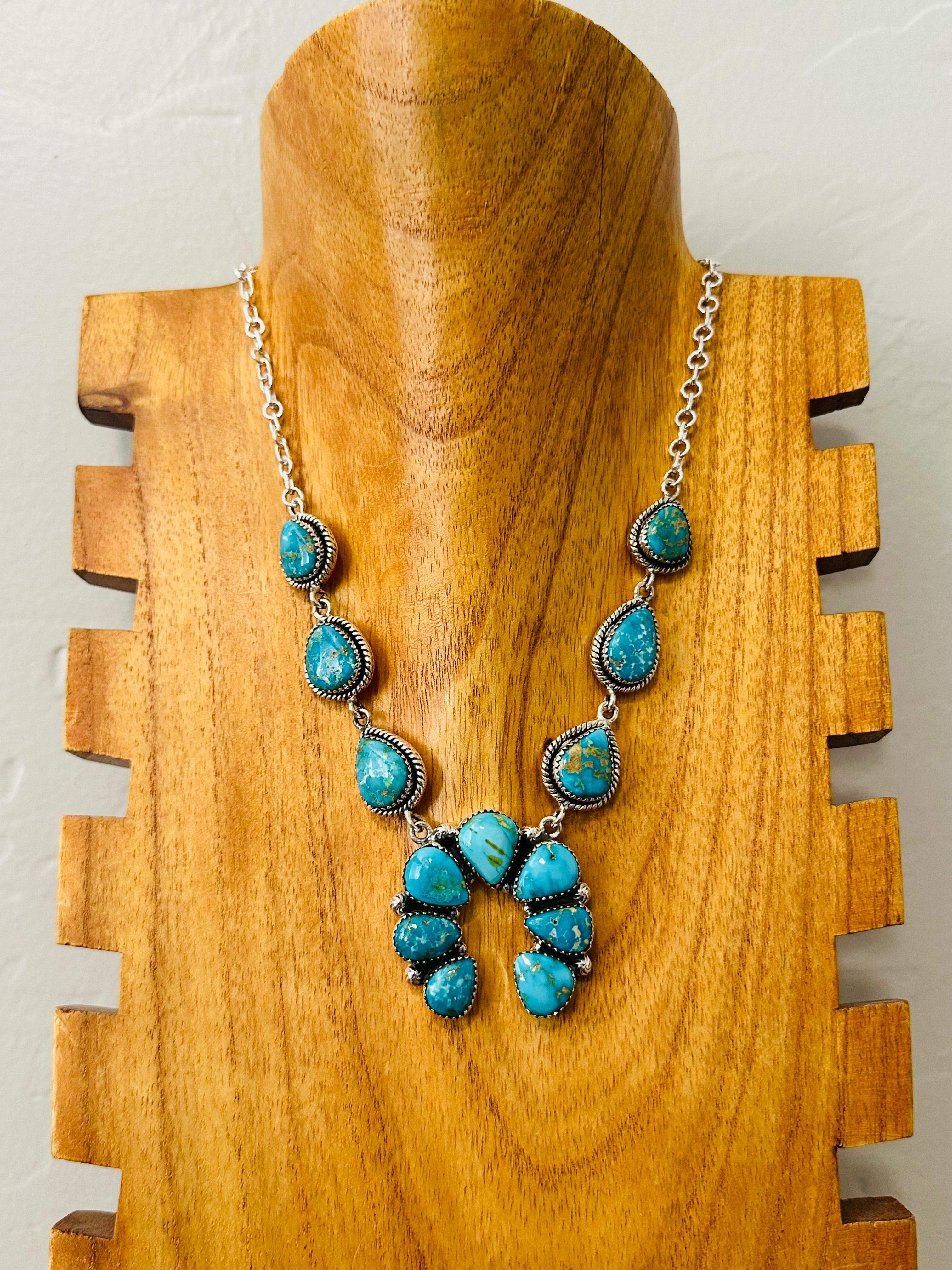 TTD “Katie” Sonoran Mountain Turquoise & Sterling Silver Cluster Naja Necklace