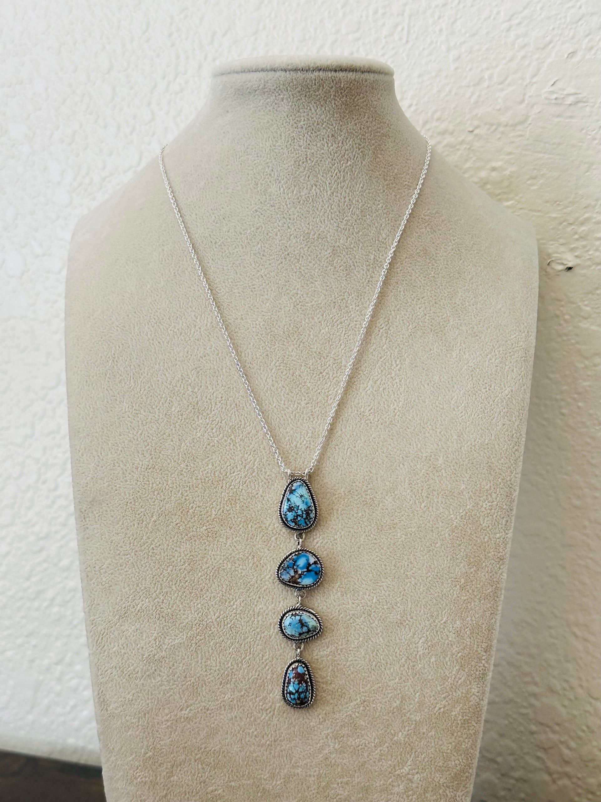 Southwest Handmade Golden Hills Turquoise & Sterling Silver Necklace