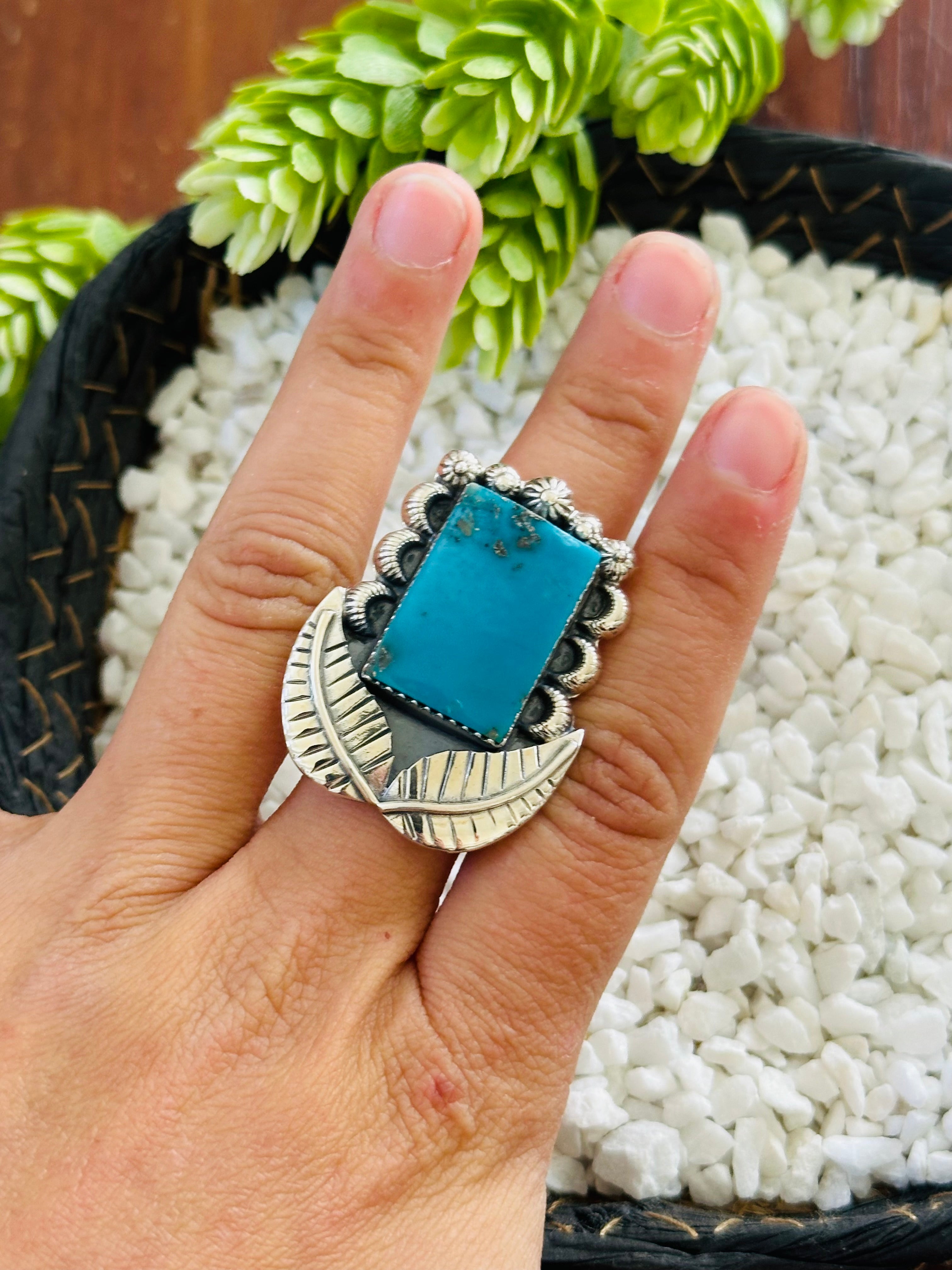 TTD “Retro” Kingman Turquoise & Sterling Silver Adjustable Ring