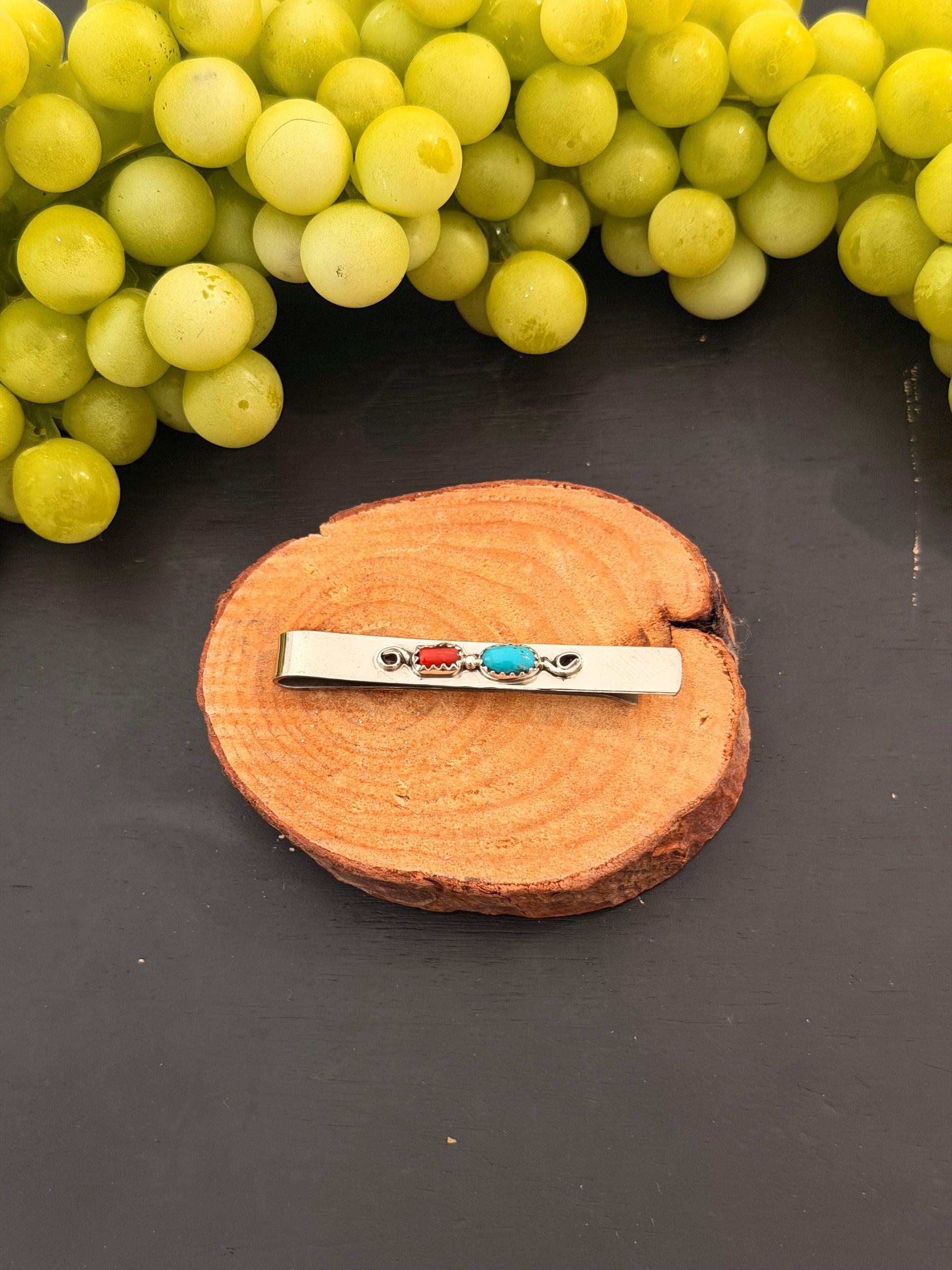 Navajo Made Multi Stone & Sterling Silver Money Clip