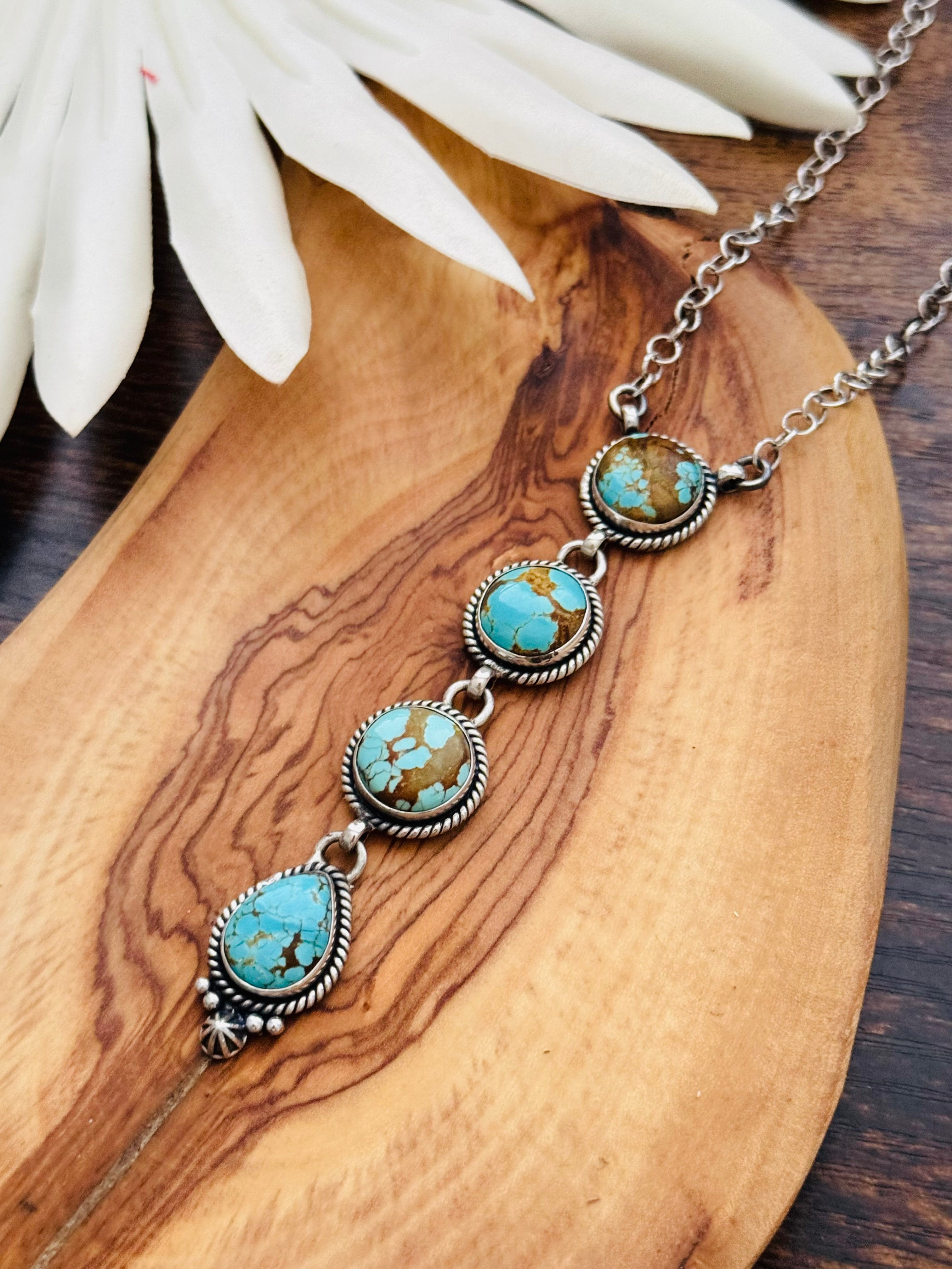 Southwest Handmade #8 Turquoise & Sterling Silver Necklace