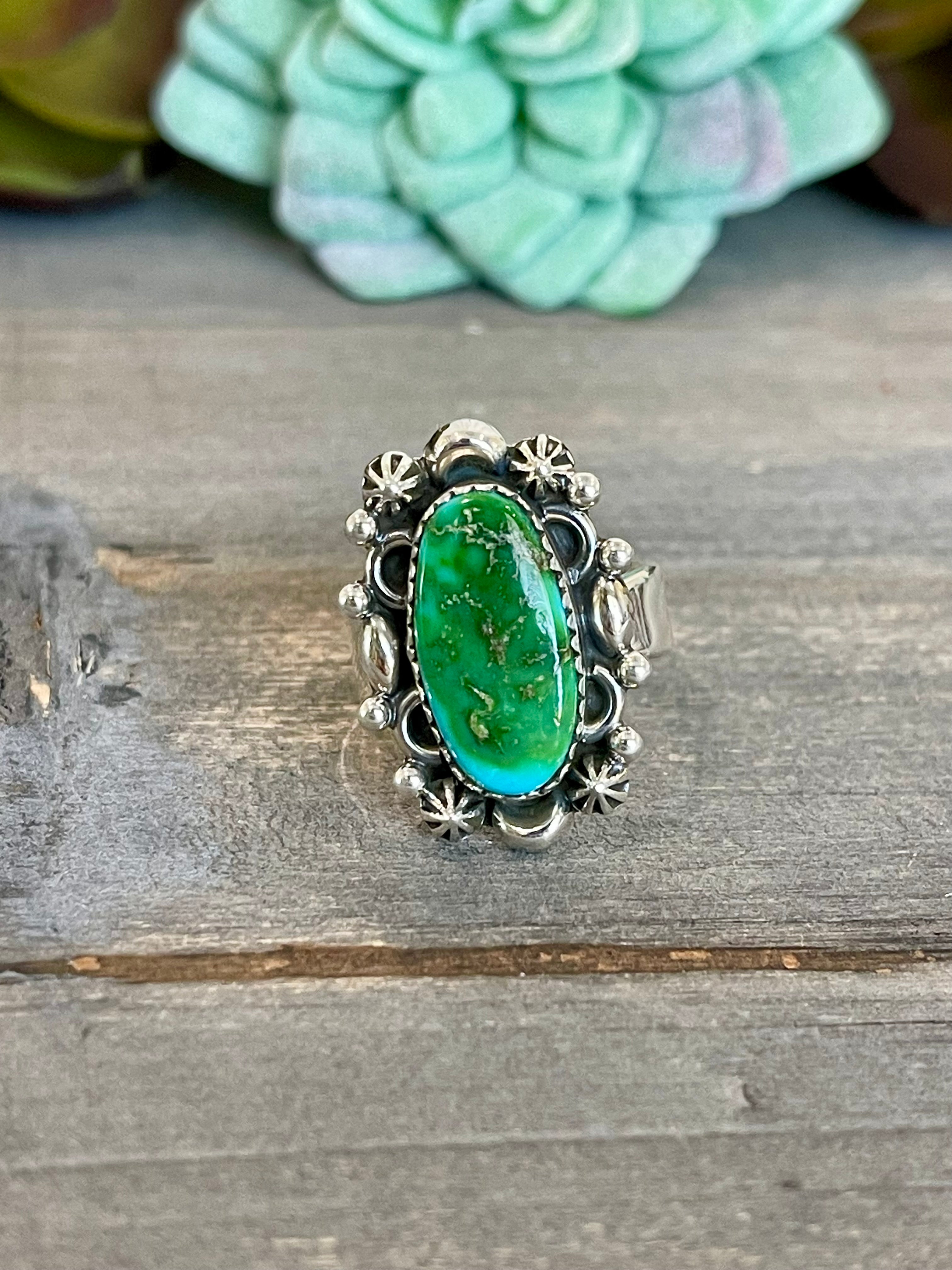 Southwest Handmade Sonoran Mountain Turquoise & Sterling Silver Adjustable Ring