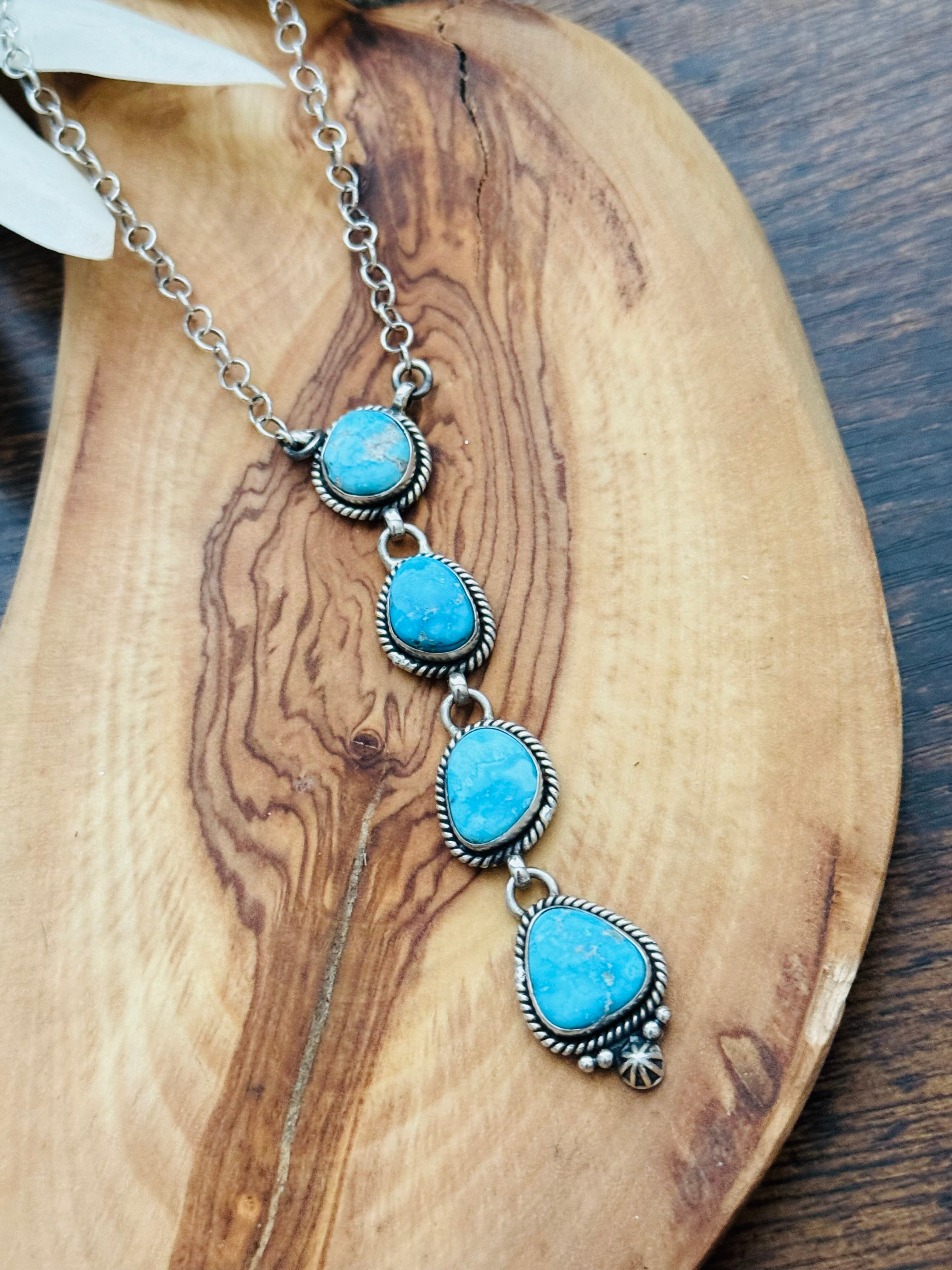 Southwest Handmade Valley Blue Turquoise & Sterling Silver Necklace