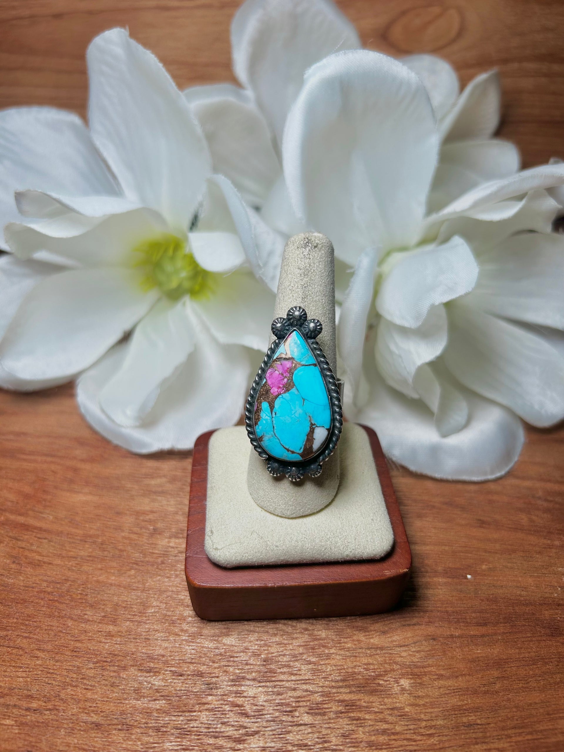 Zachariah David Cotton Candy Dahlia & Sterling Silver Adjustable Ring