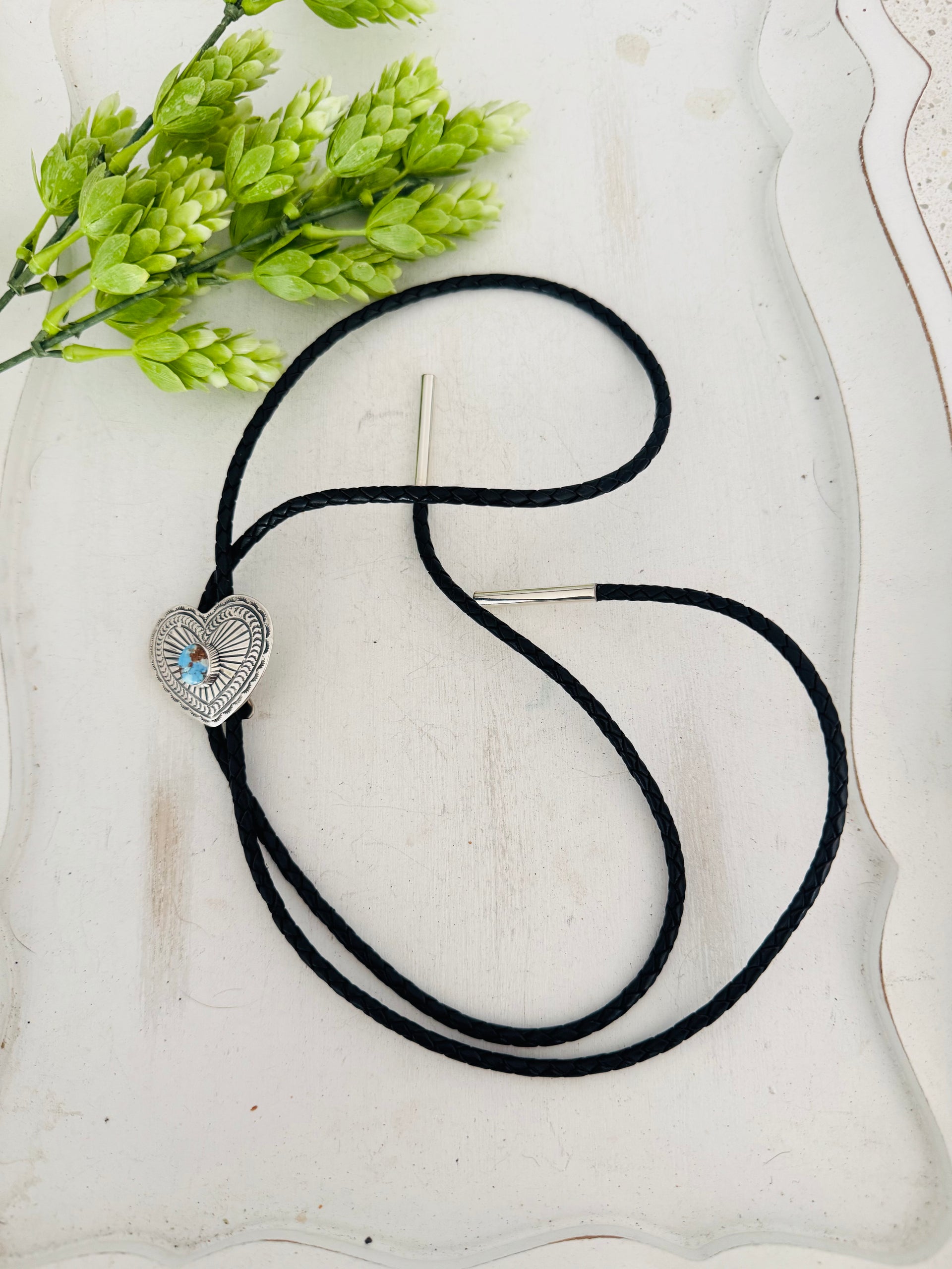 Jereme Delgarito Golden Hills Turquoise & Sterling Silver Bolo Tie