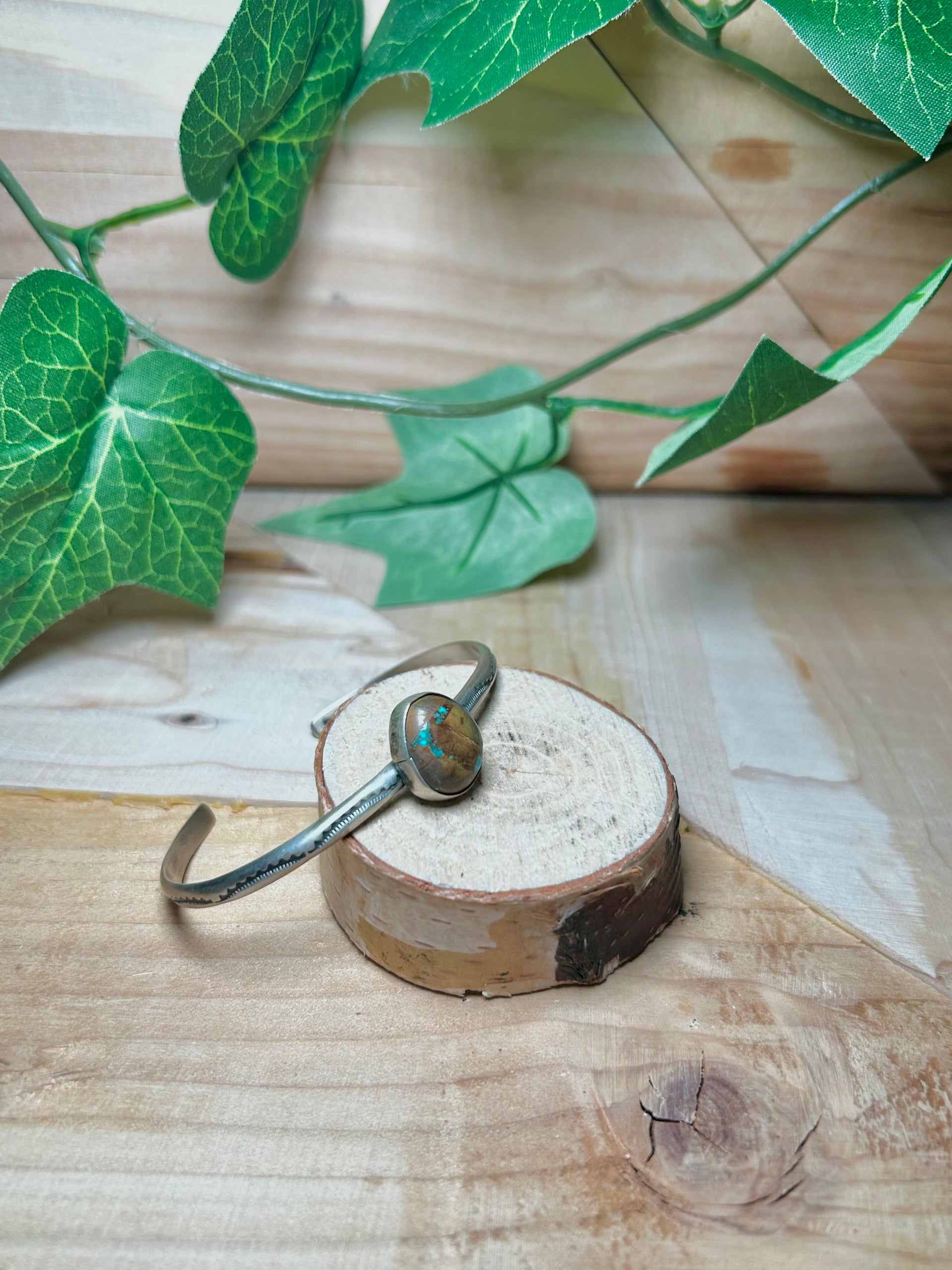 Navajo Made Boulder Turquoise & Sterling Silver Cuff Bracelet