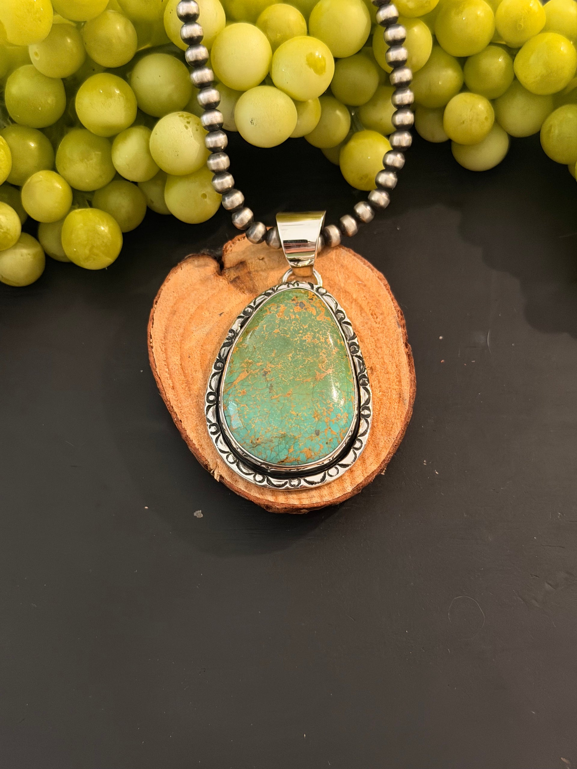 Navajo Made Royston Turquoise & Sterling Silver Pendant