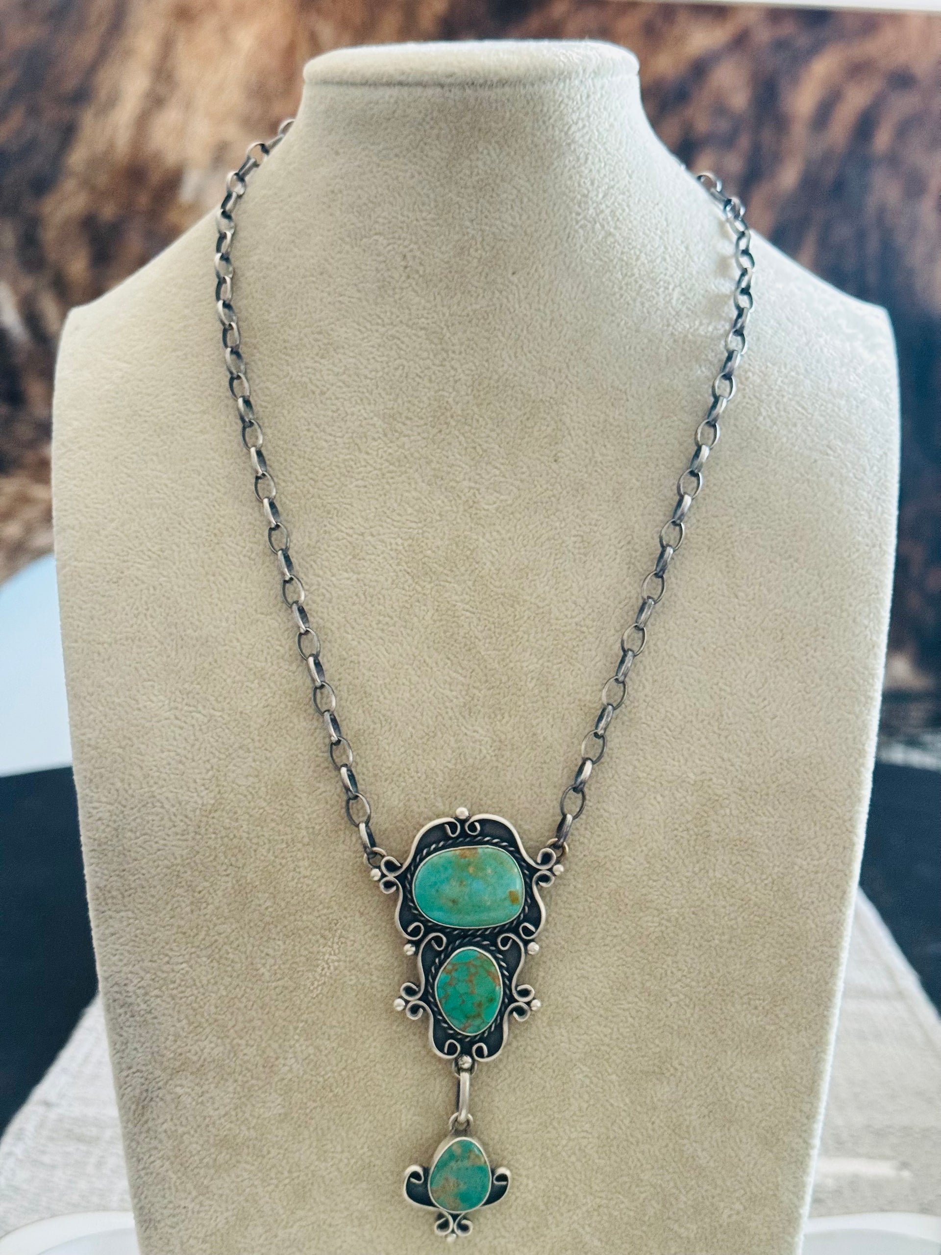 Larry Kaye Kingman Turquoise & Sterling Silver Necklace