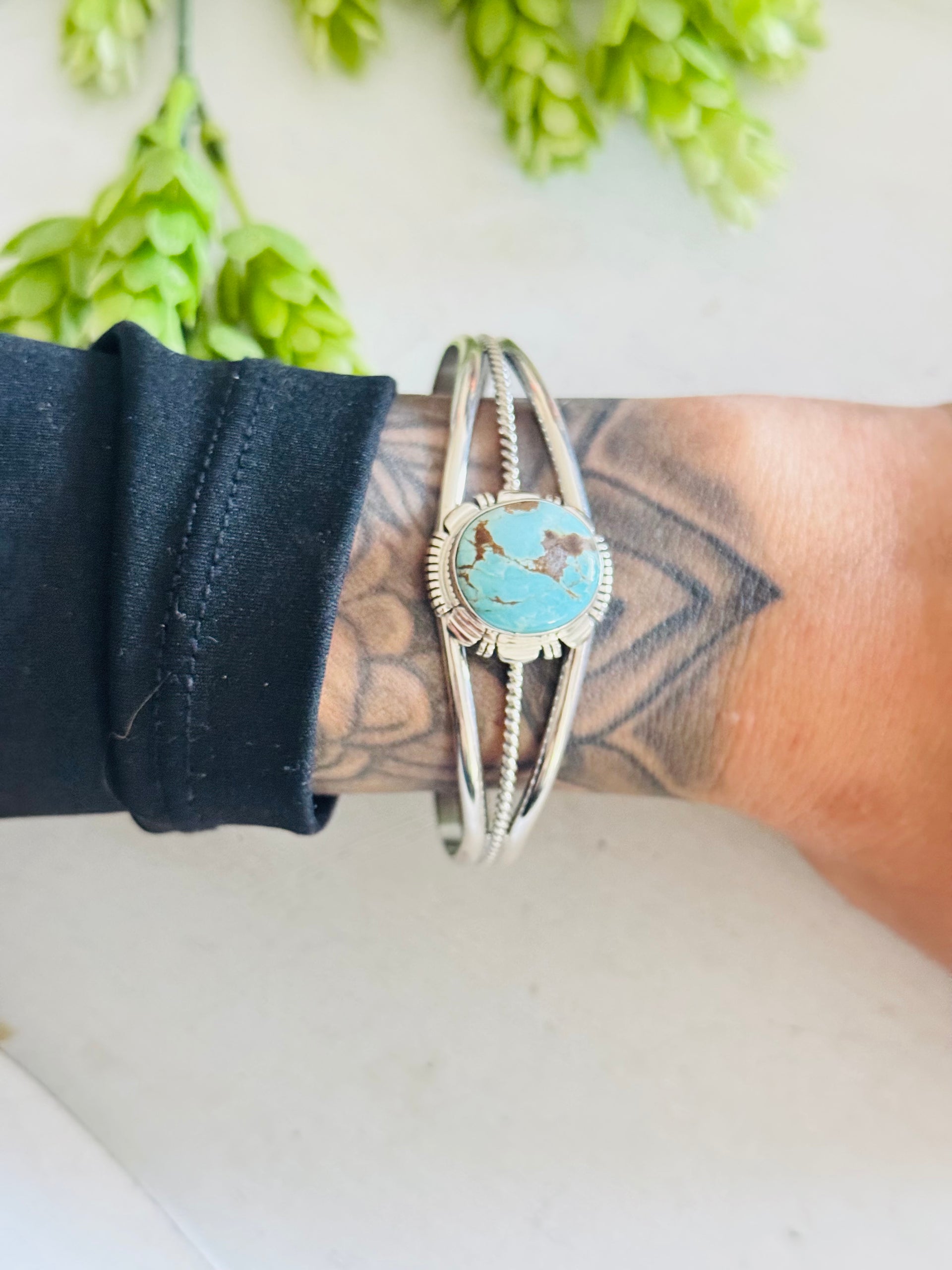 Larry Moses Yazzie Royston Turquoise & Sterling Silver Cuff Bracelet