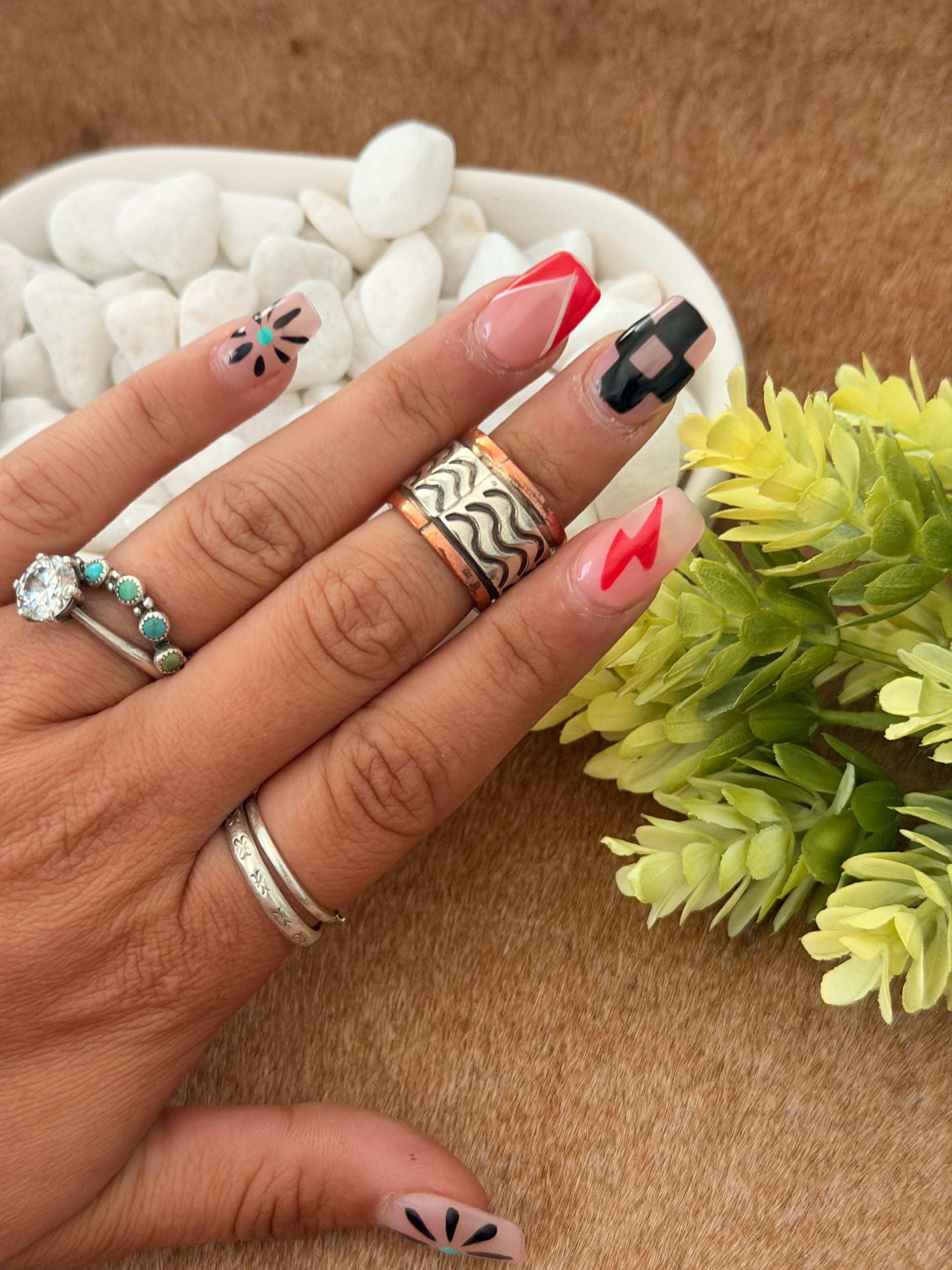 Navajo Made Copper & Sterling Silver Band Ring Size 4.5