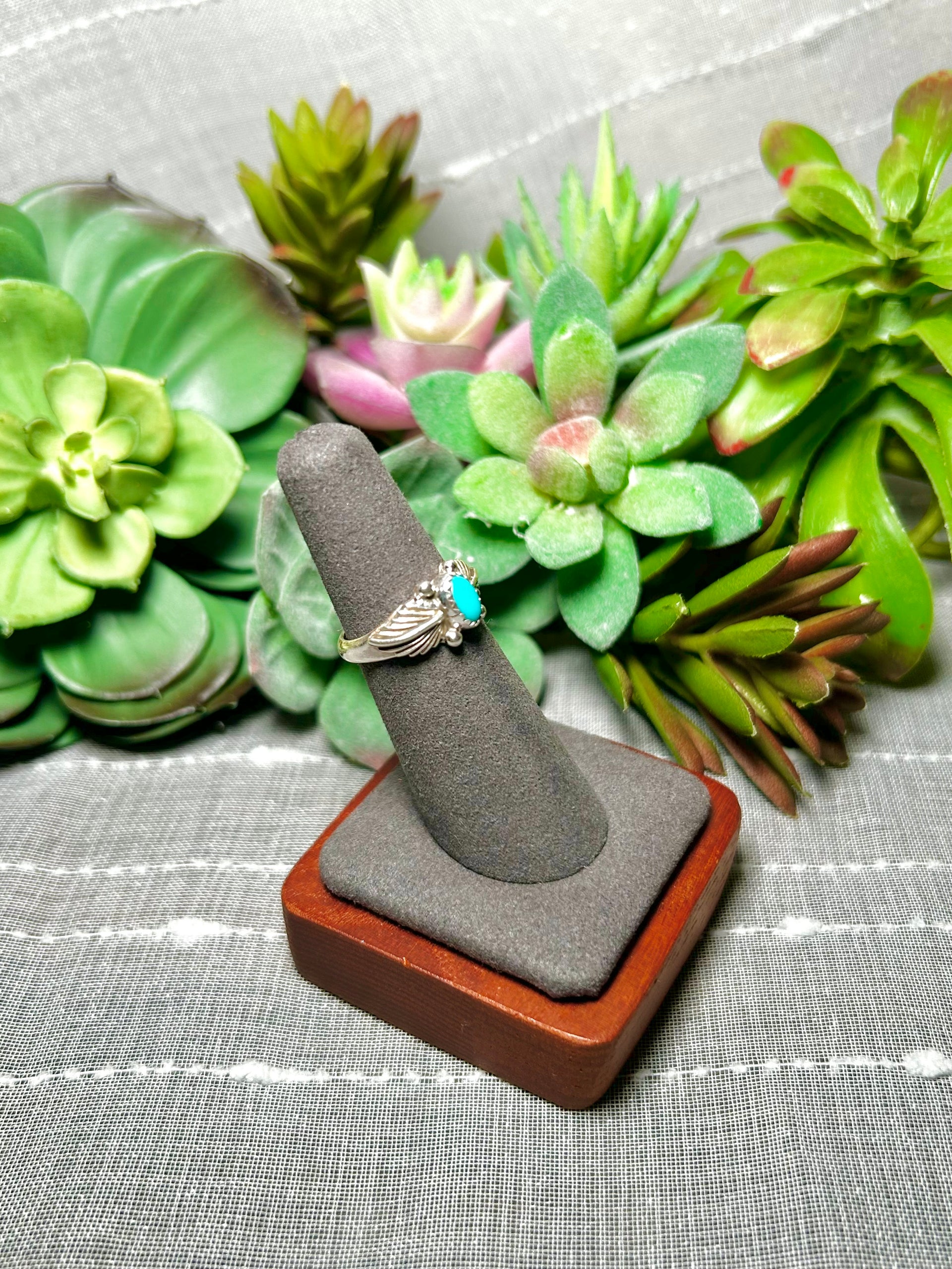 Navajo Made Kingman Turquoise & Sterling Silver Ring