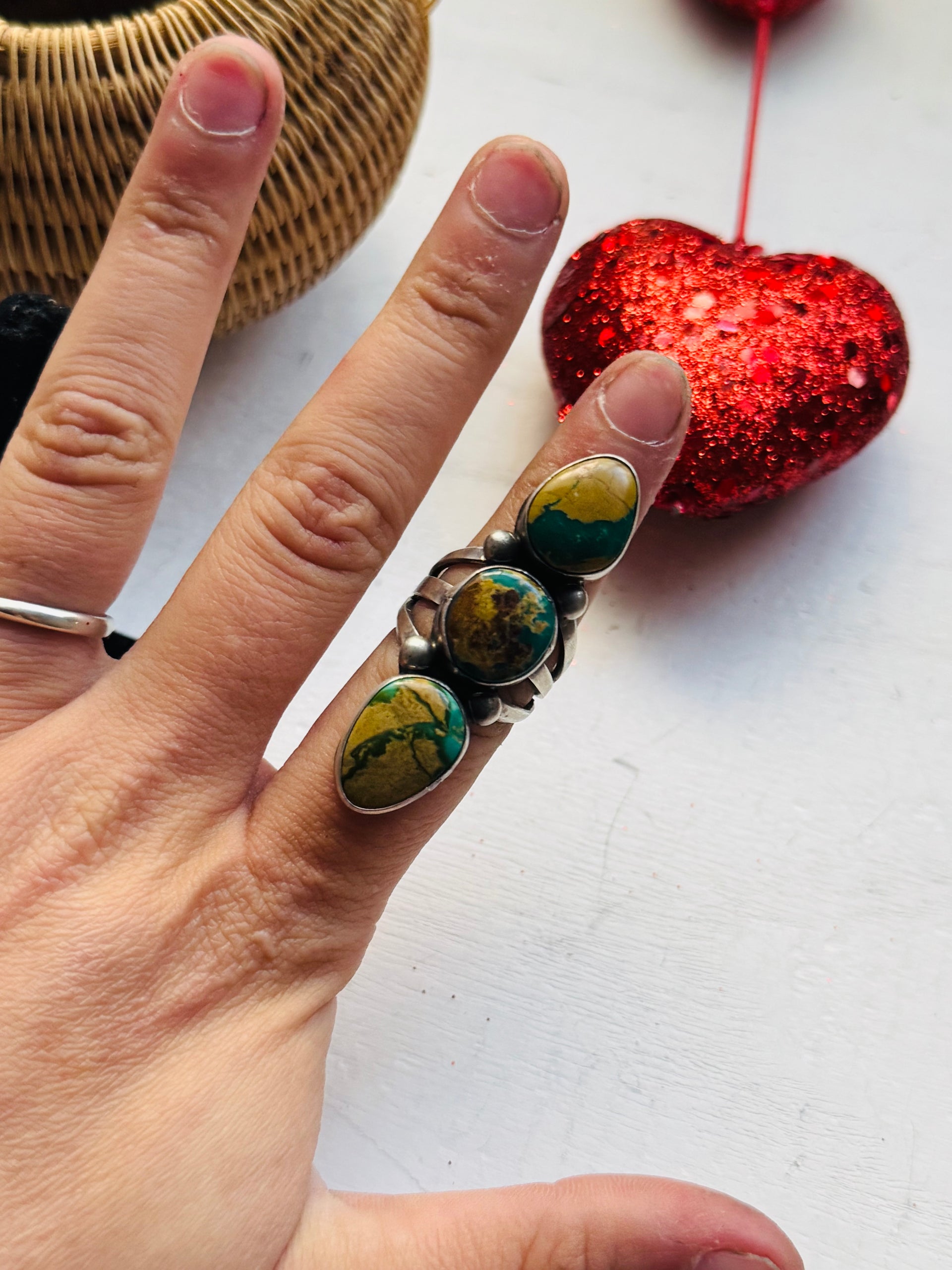 Navajo Made Royston Turquoise and Sterling Silver Ring Size 6.25