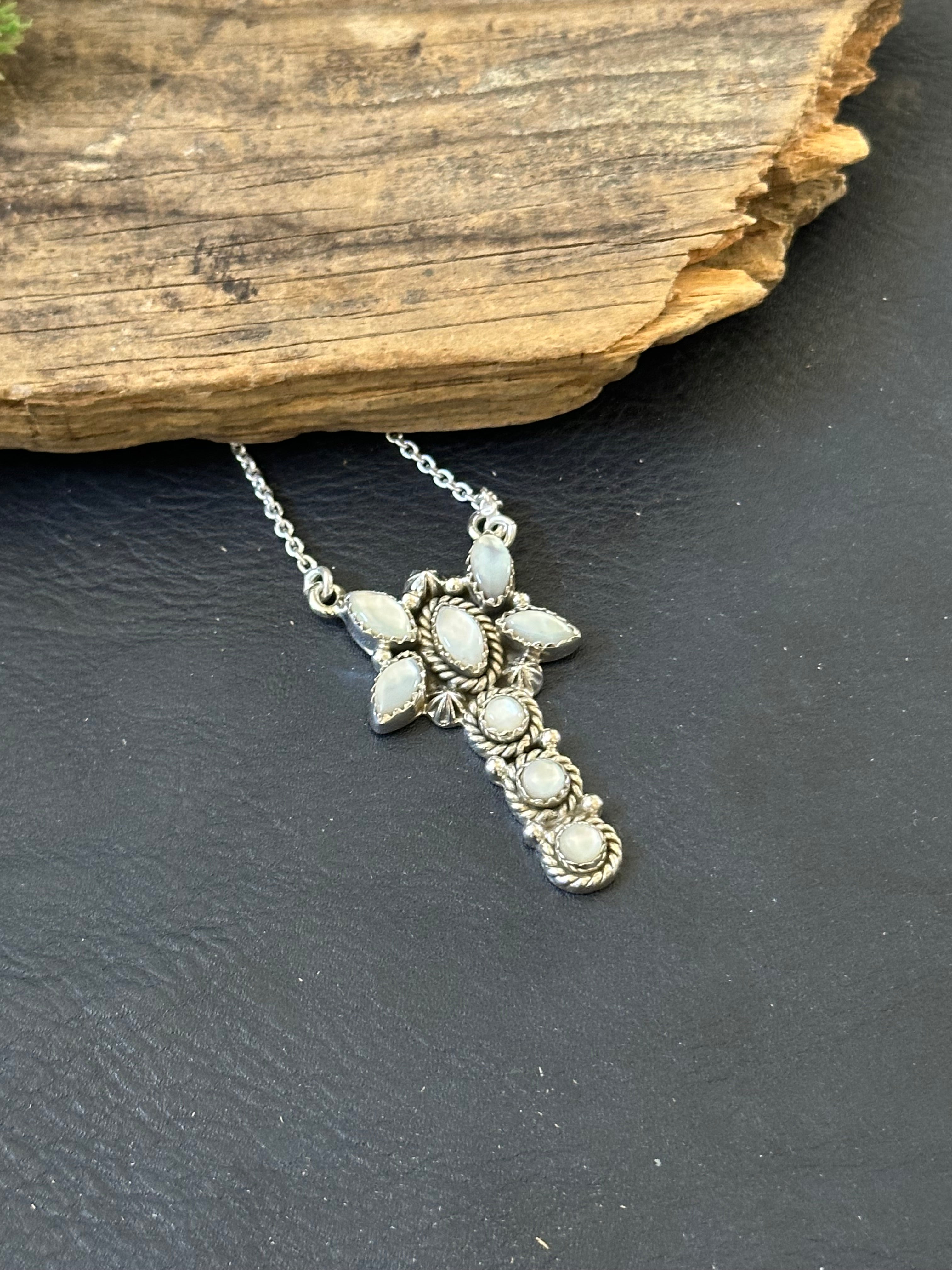 TTD “Whirlwind” Mother of Pearl & Sterling Silver Cluster Necklace