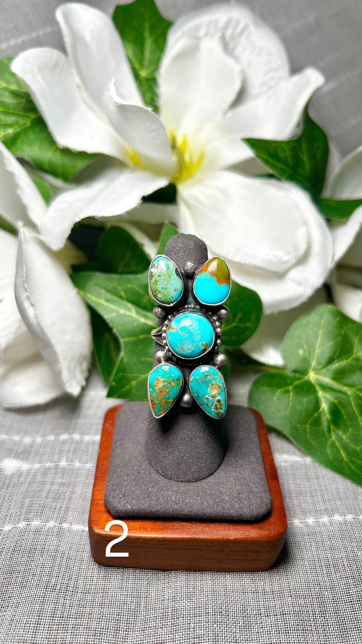 Sheila Becenti Kingman Turquoise & Sterling Silver Adjustable Ring