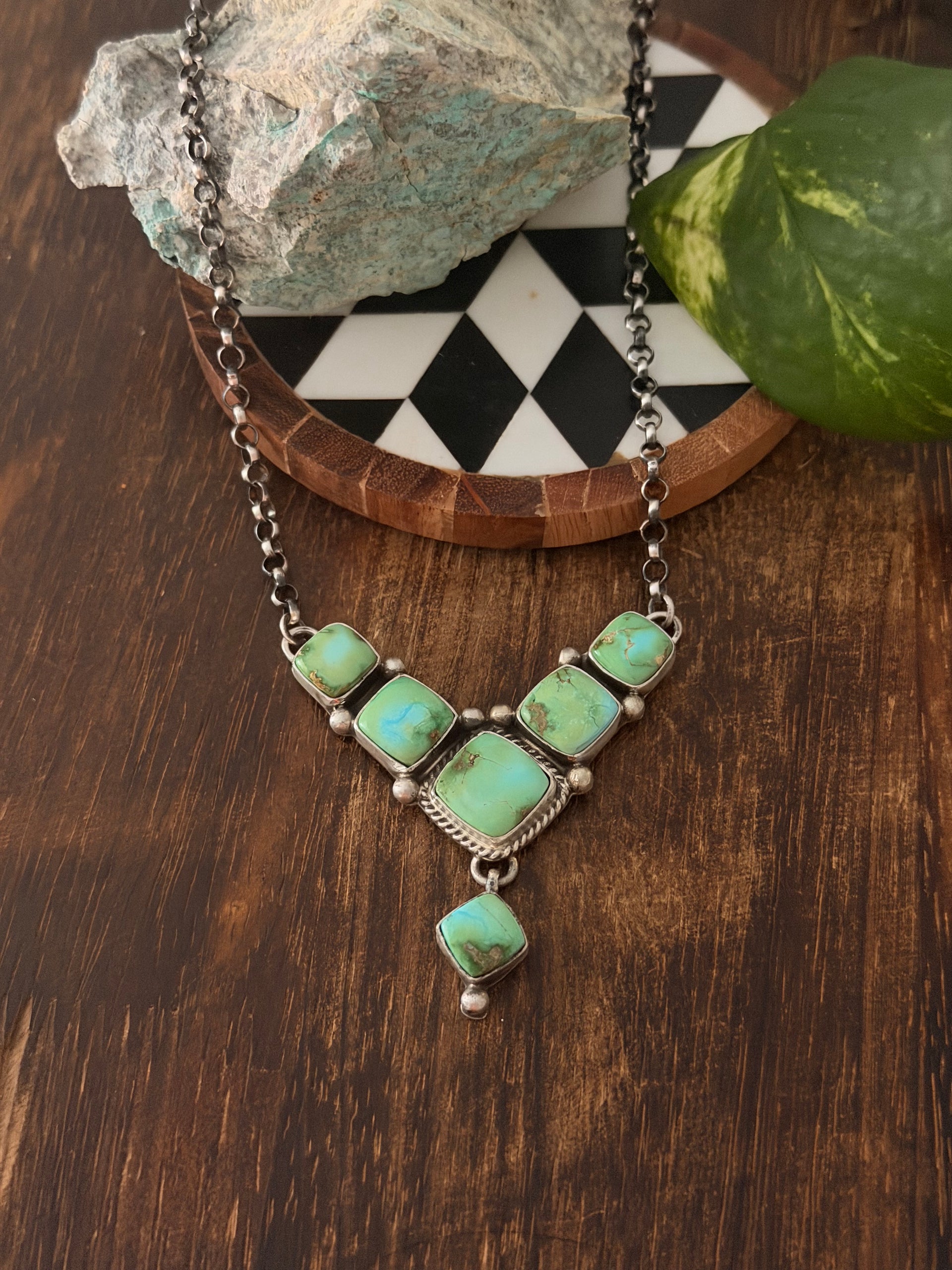 Russell Jam Sonoran Mountain Turquoise & Sterling Silver Cluster Necklace