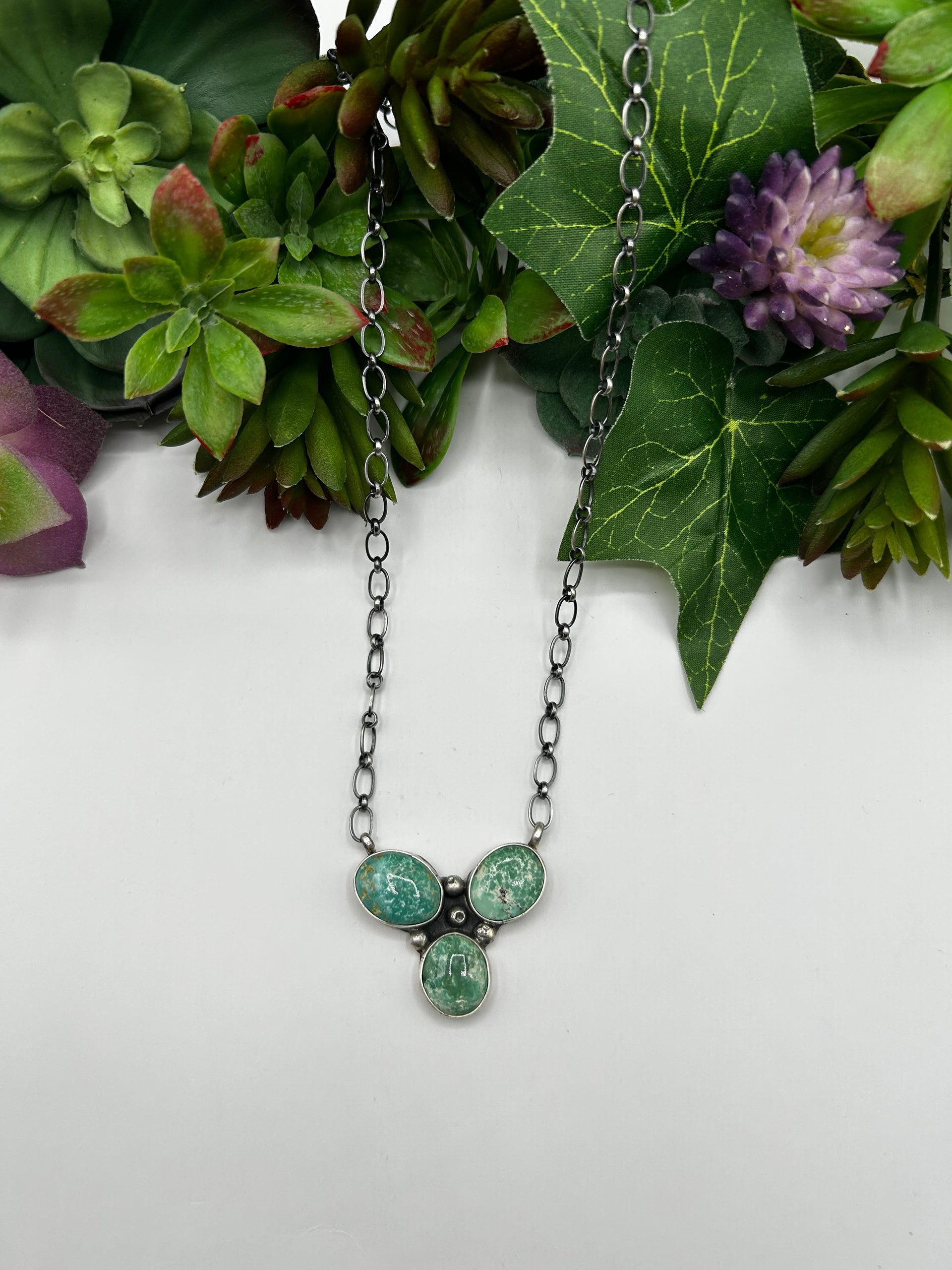 Danny Henio Broken Arrow Variscite & Sterling Silver Necklace