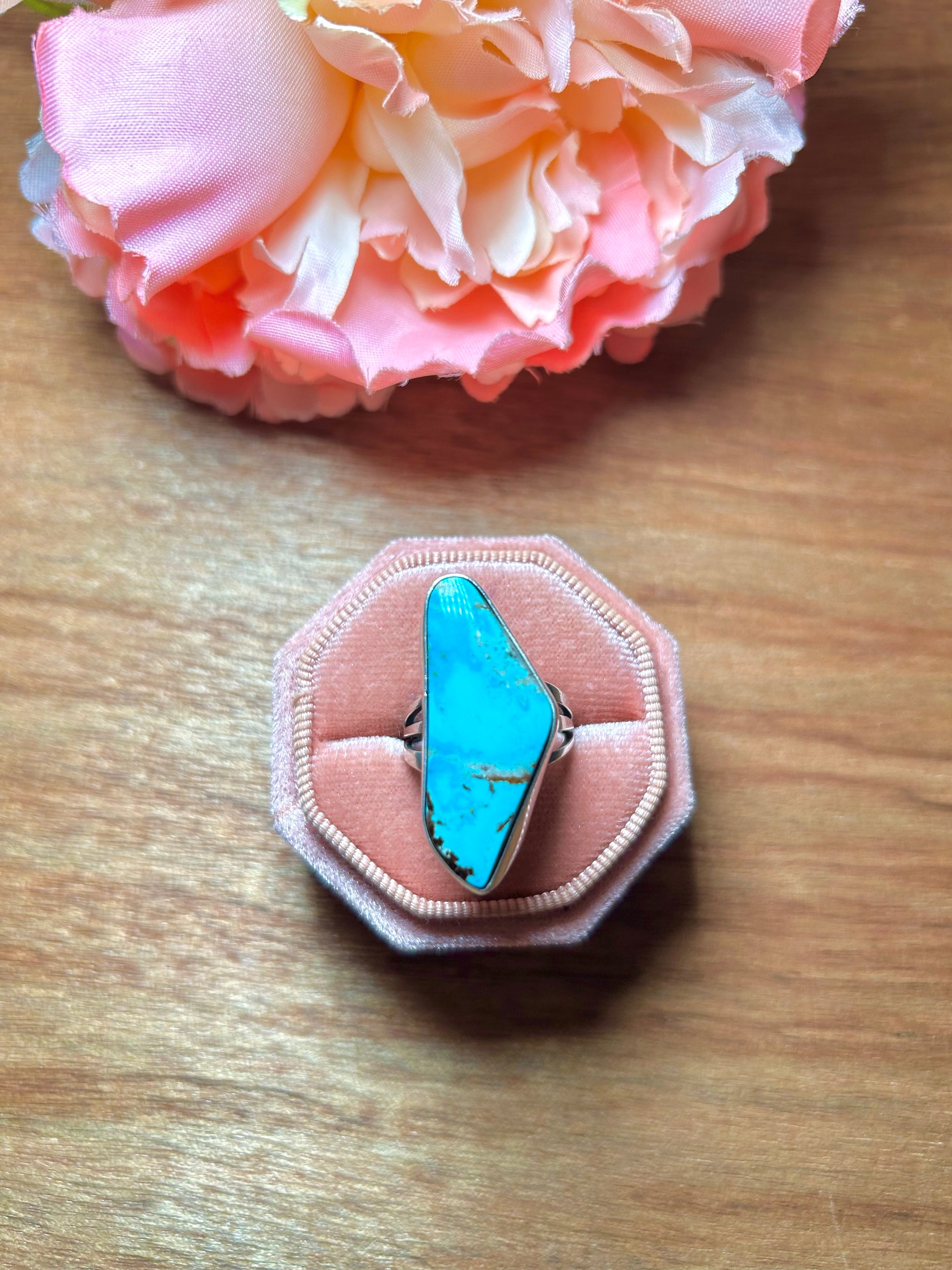 Navajo Made Royston Turquoise & Sterling Silver Ring Size 7