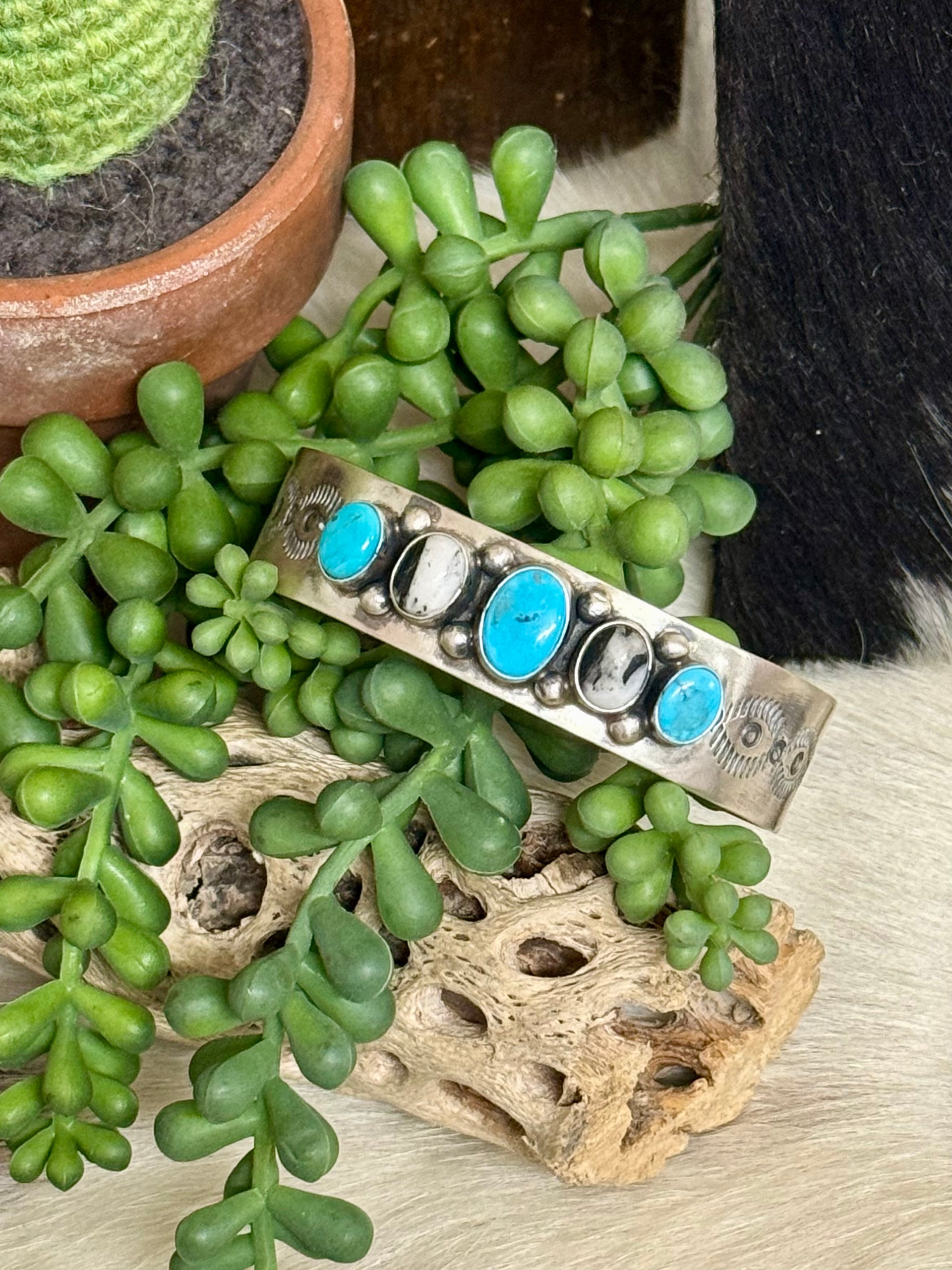 Danny Henio Multi Stone & Sterling Silver Cuff Bracelet