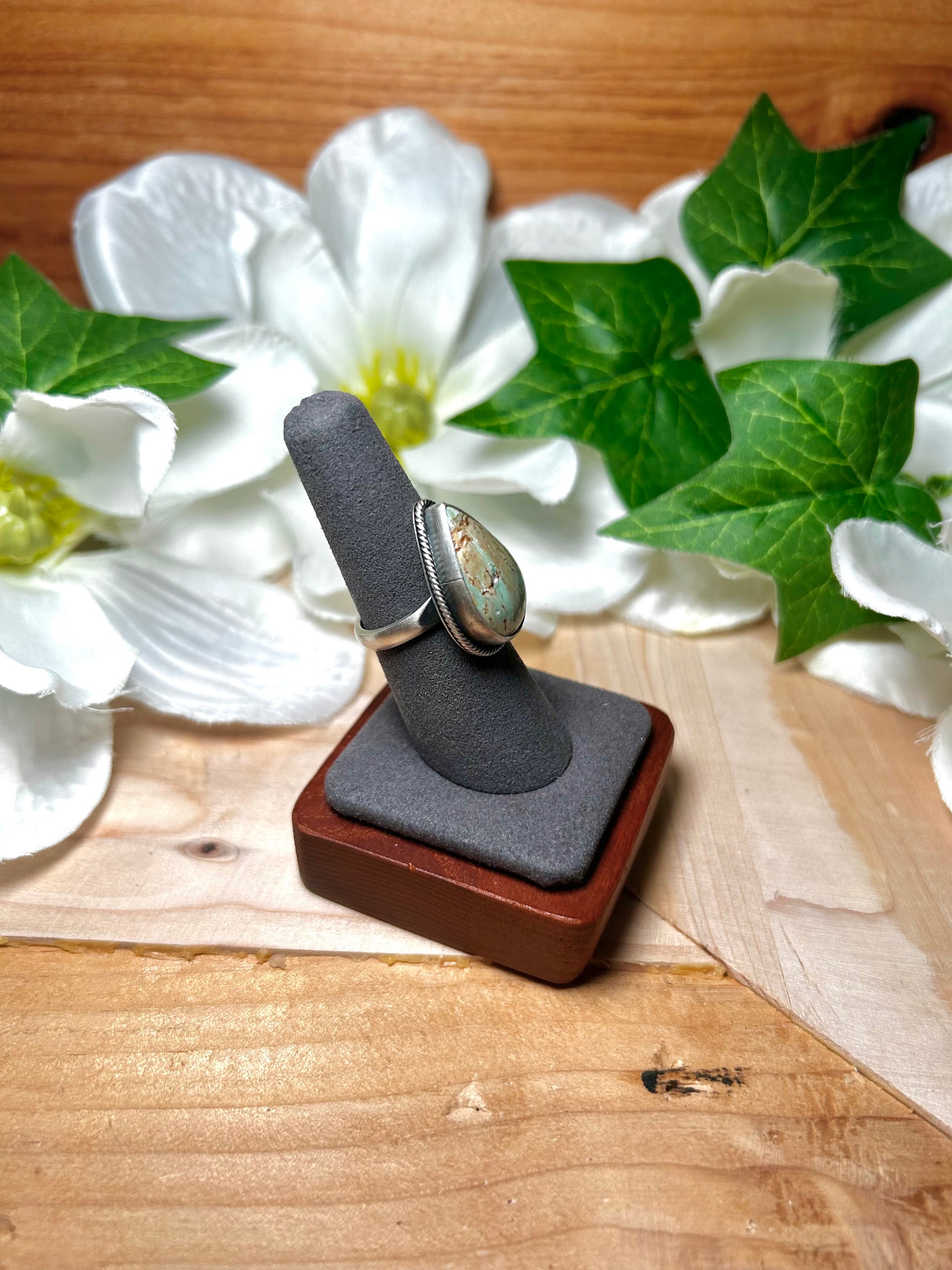 Scott Skeets Australian Variscite & Sterling Silver Ring Size 7.25
