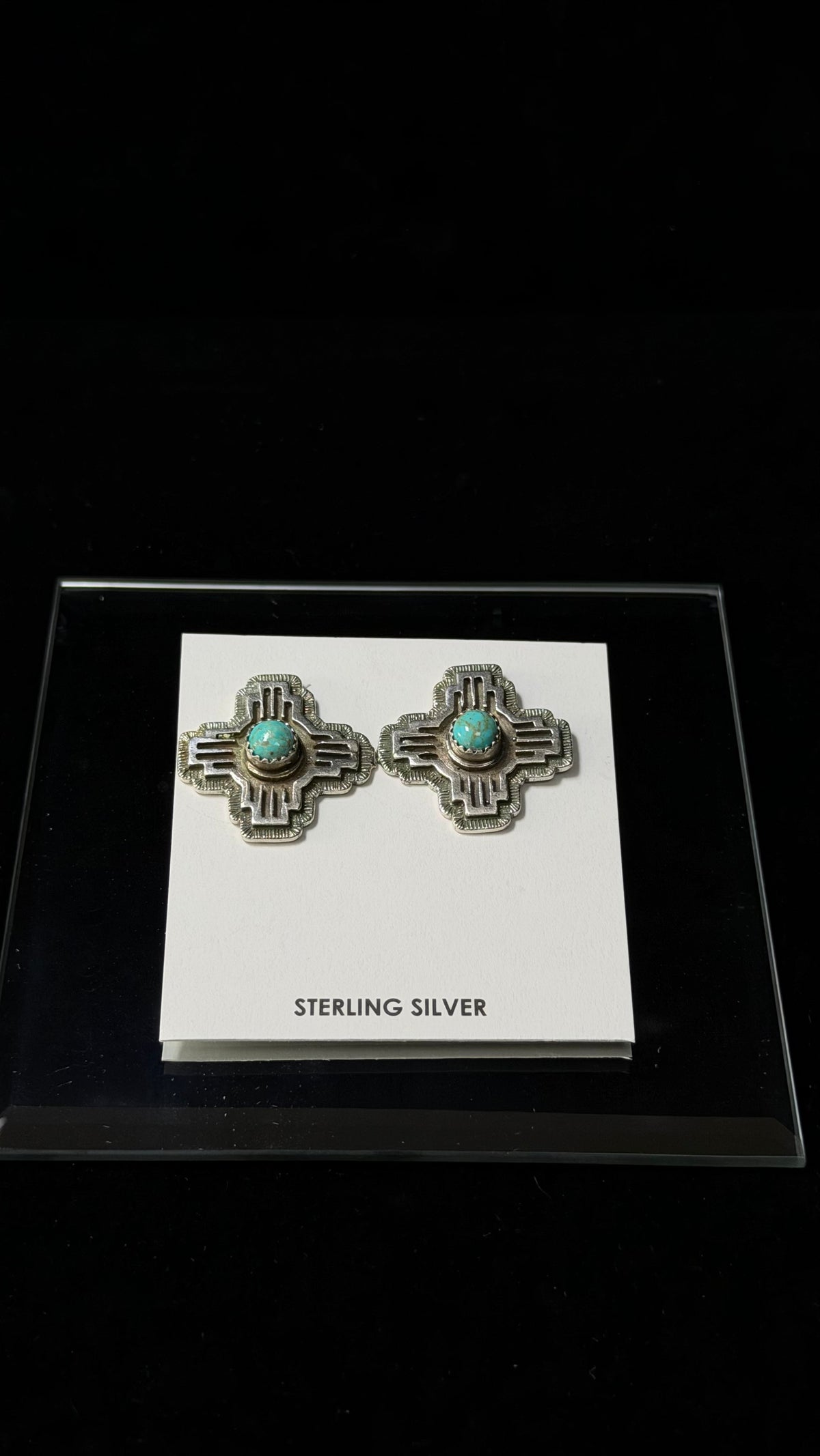 Robinson Mart Kingman Turquoise & Sterling Silver Zia Post Earrings