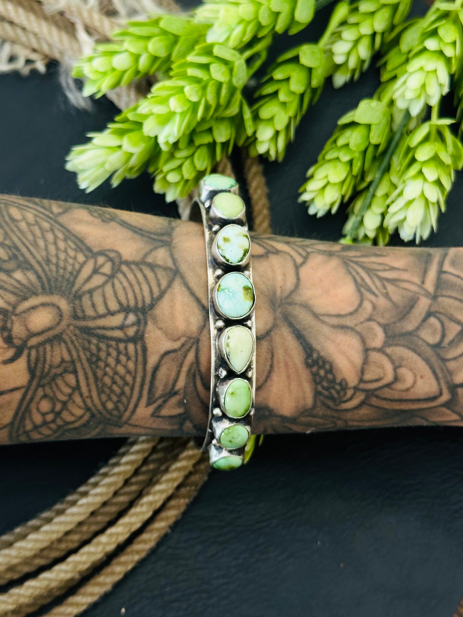 Bobby Johnson Sonoran Gold Turquoise & Sterling Silver Cuff Bracelet