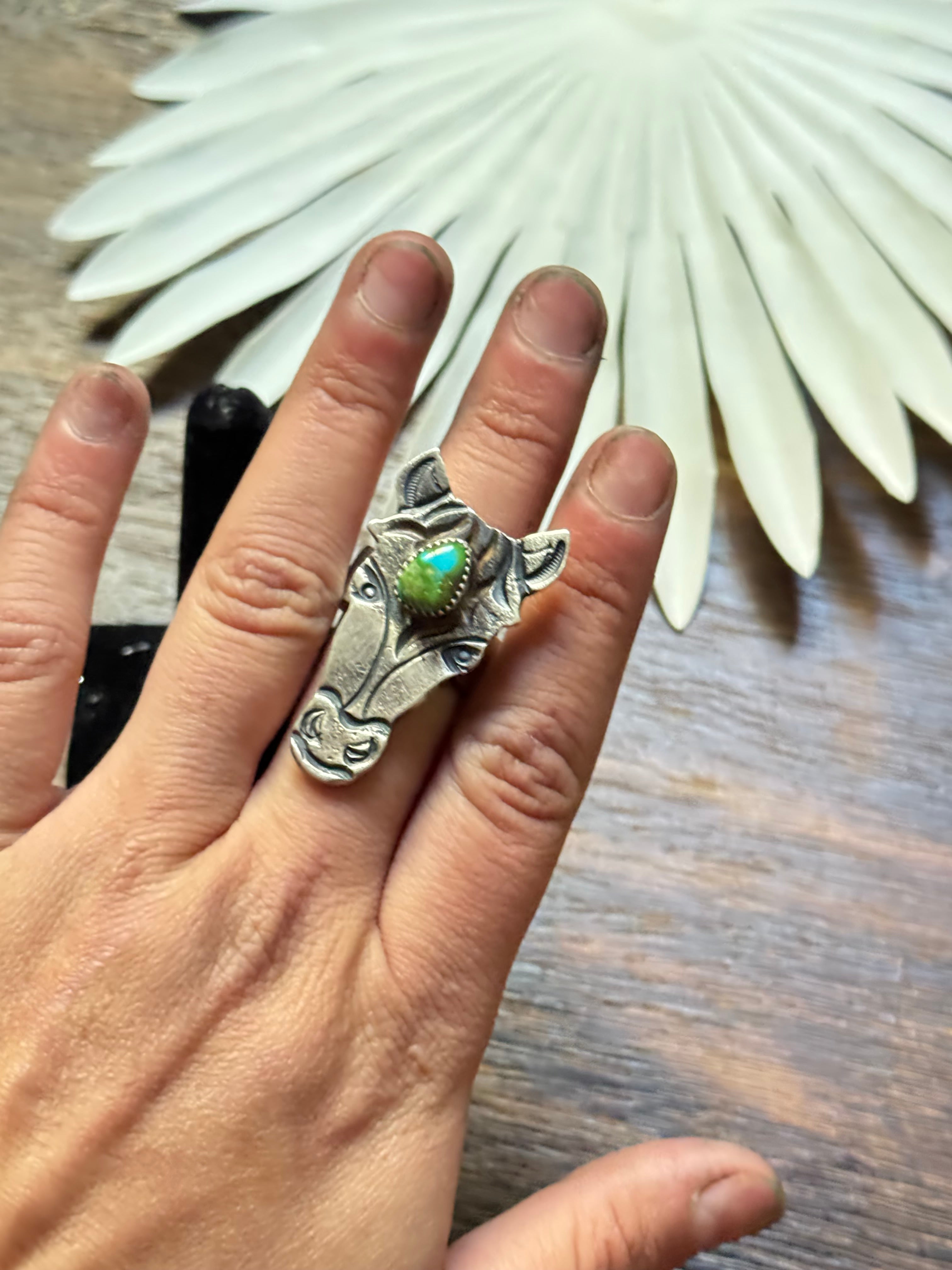 Kindale Billah Sonoran Mountain Turquoise & Sterling Silver Adjustable Horse Ring