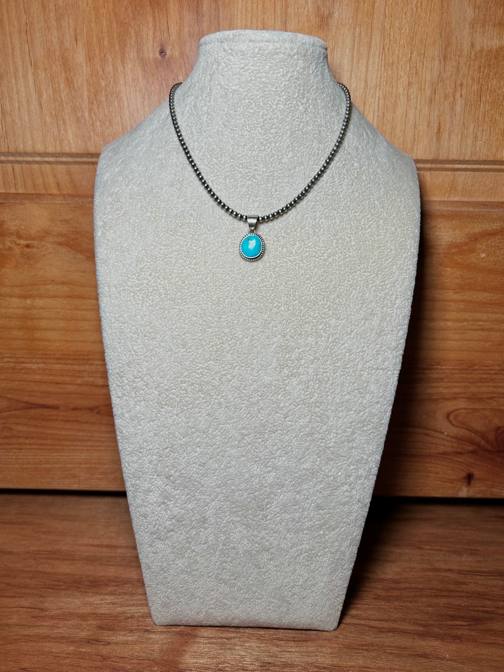 Navajo Made Kingman Turquoise & Sterling Silver Pendant