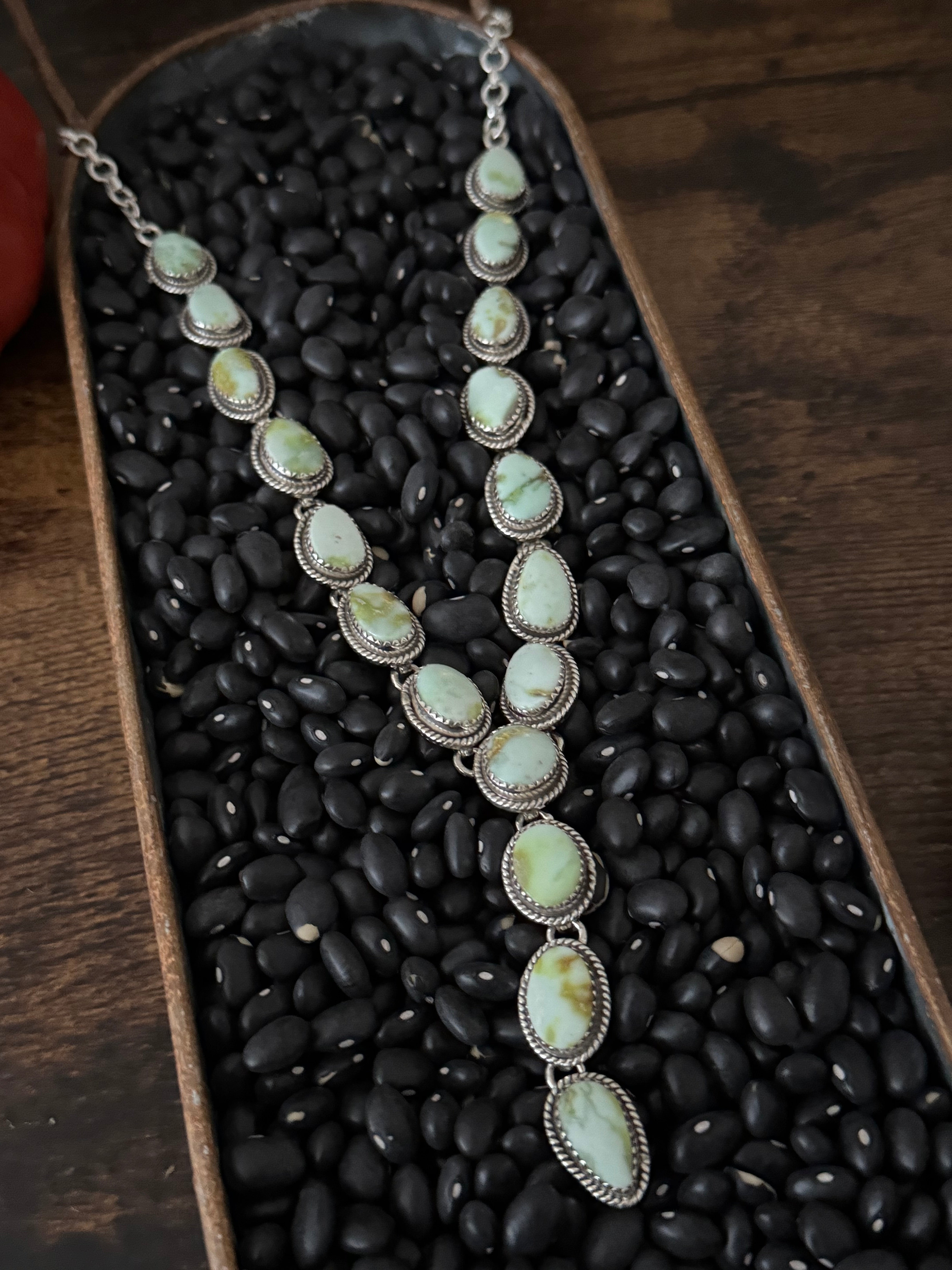 TTD Palomino Variscite & Sterling Silver Lariat Necklace