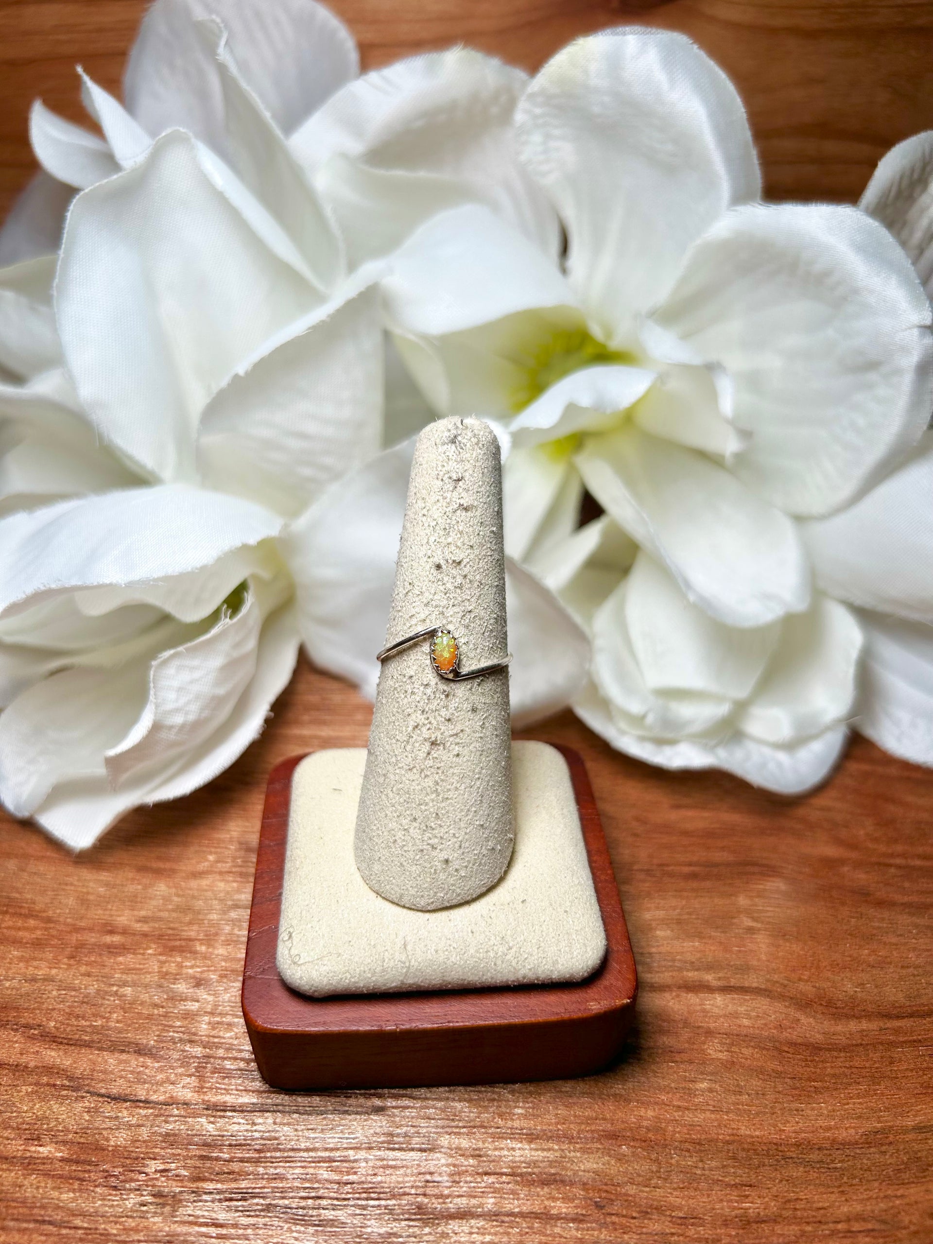 Navajo Made Opal & Sterling Silver Cluster Ring