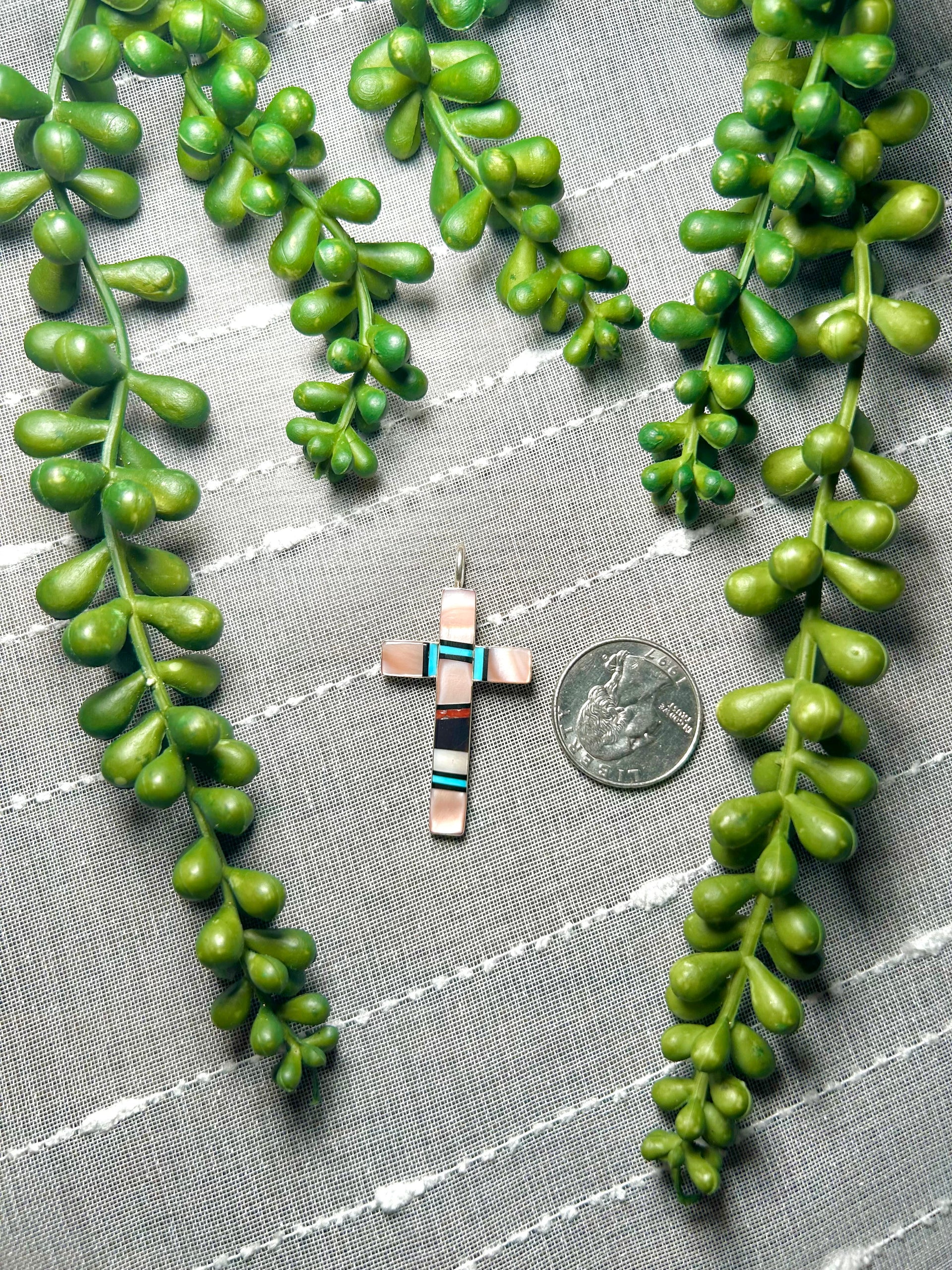 Zuni Made Multi Stone & Sterling Silver Pendant