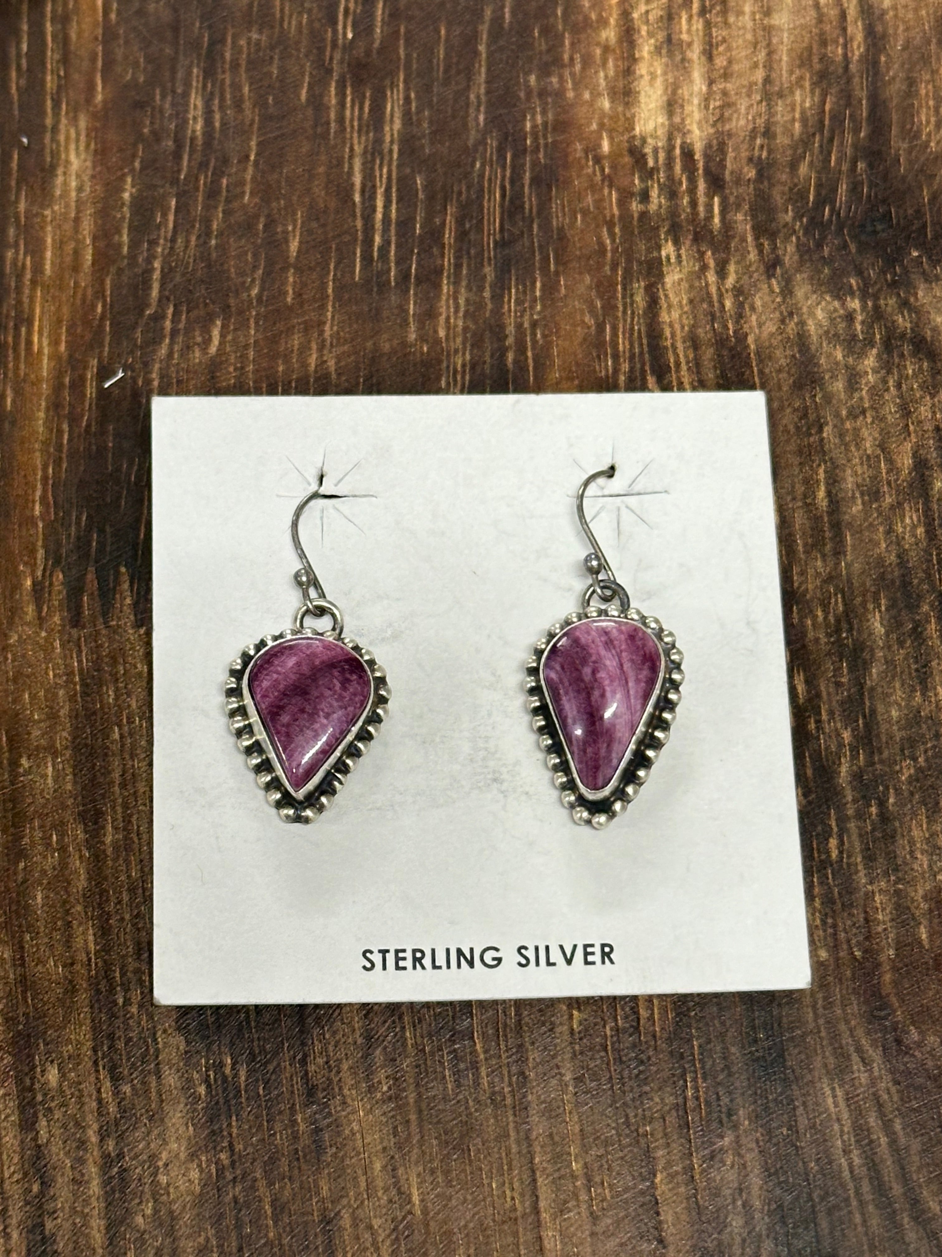 Navajo Made Purple Spiny Oyster & Sterling Silver Necklace Set