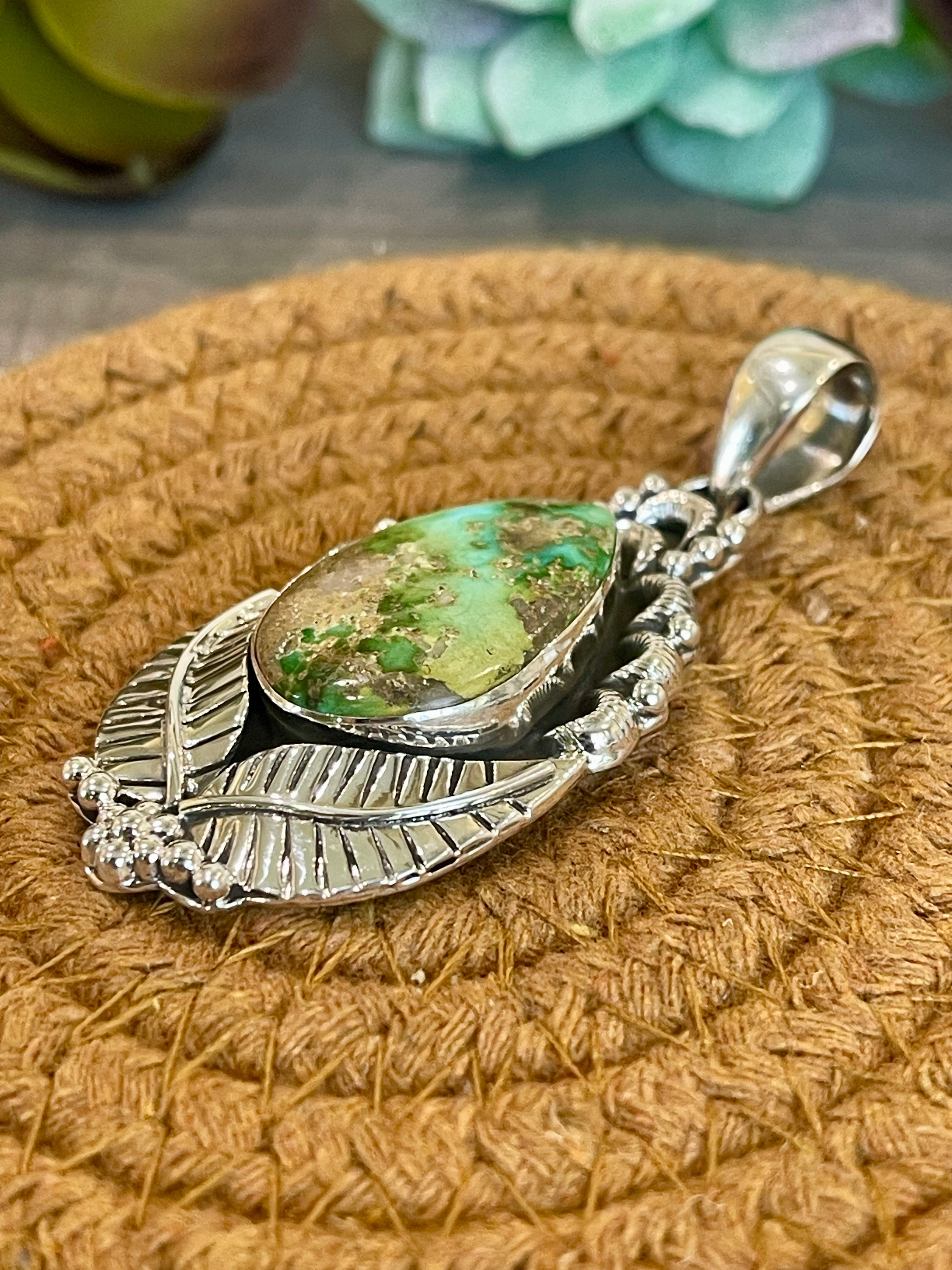 Southwest Handmade Sonoran Mountain Turquoise & Sterling Silver Pendant