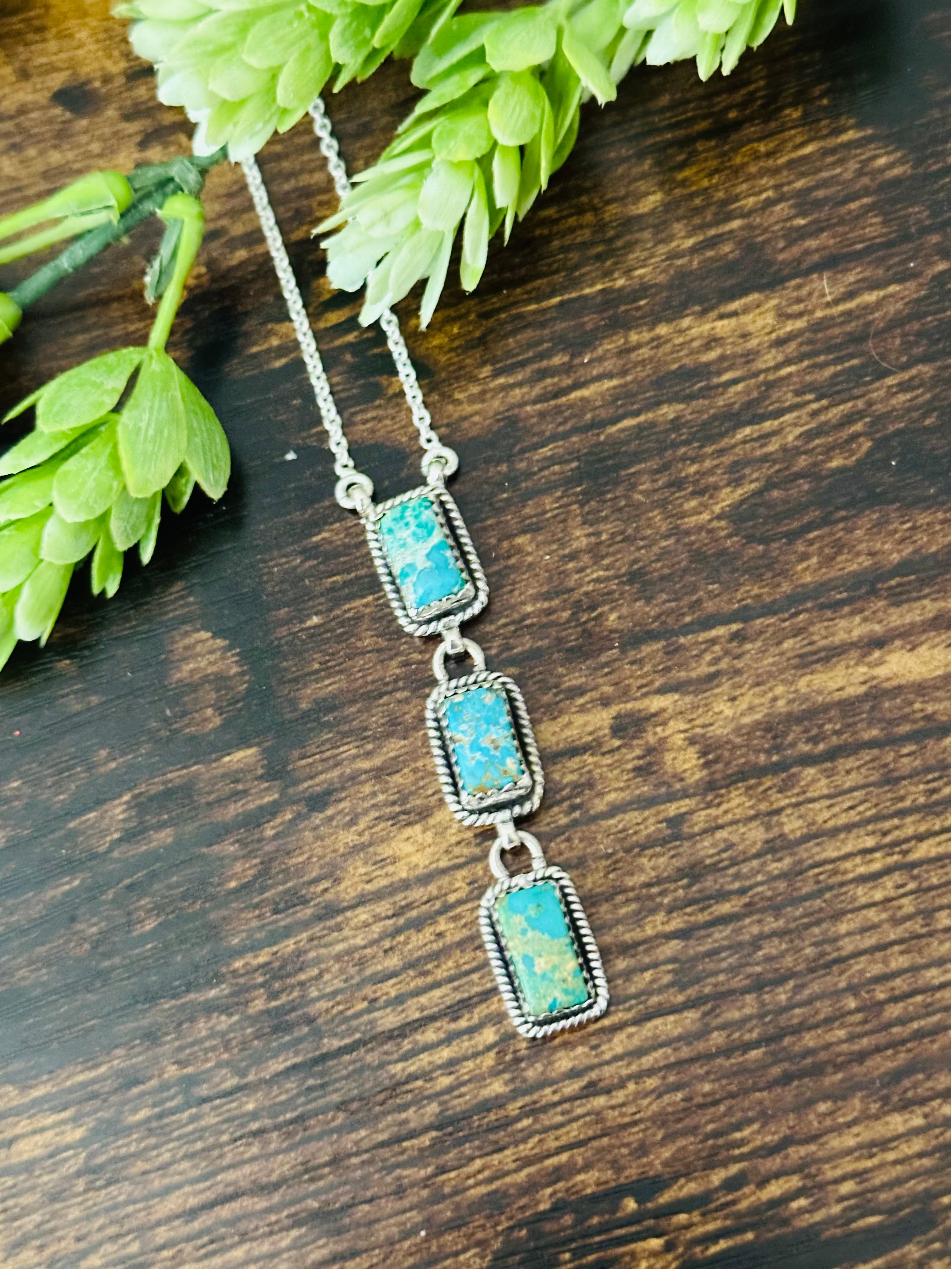 Southwest Handmade Kingman Turquoise & Sterling Silver Necklace