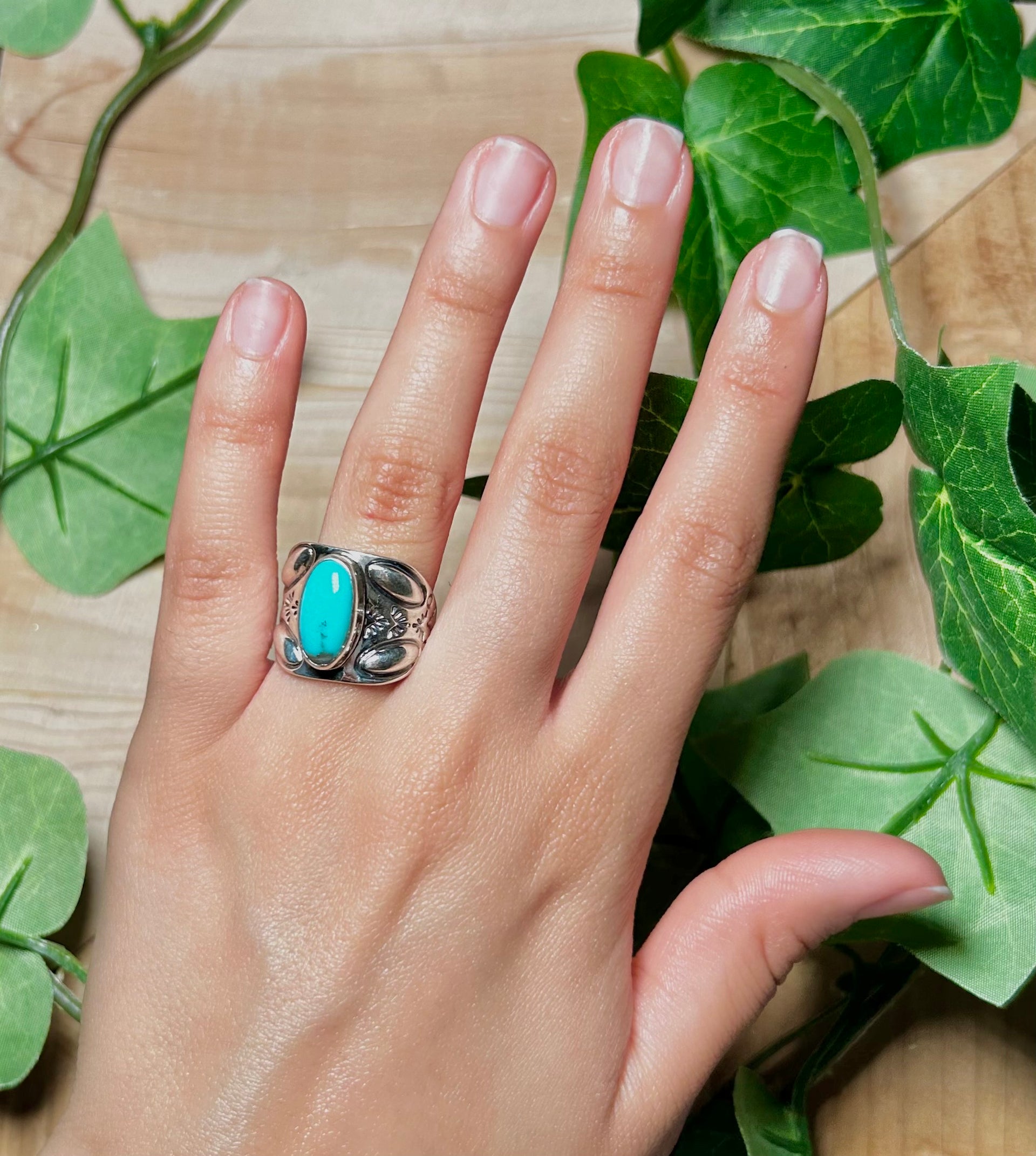 Kobe Martinez Kingman Turquoise & Sterling Silver Ring Size 8