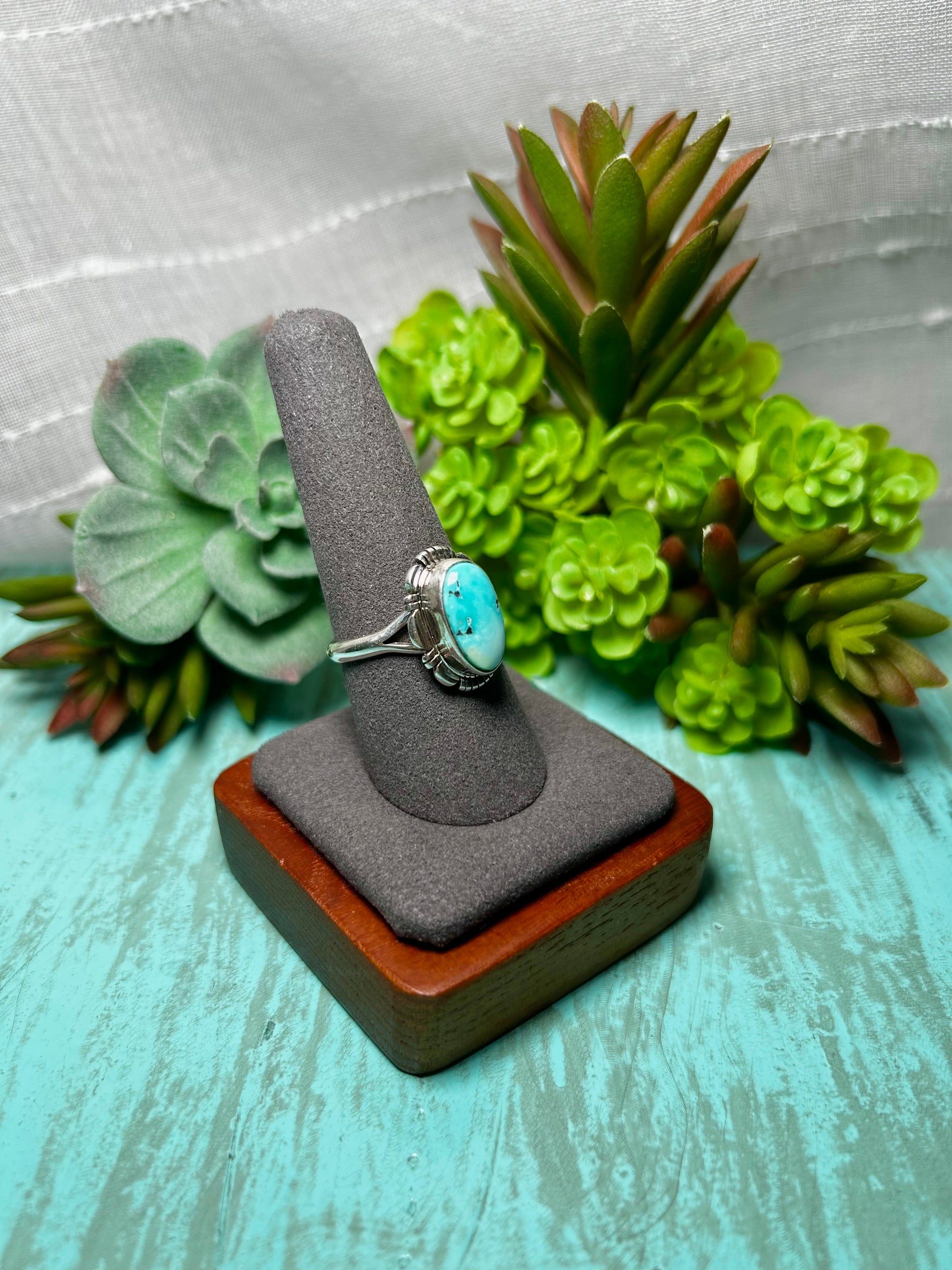 Arlene Yazzie Kingman Turquoise & Sterling Sliver Ring Size 9
