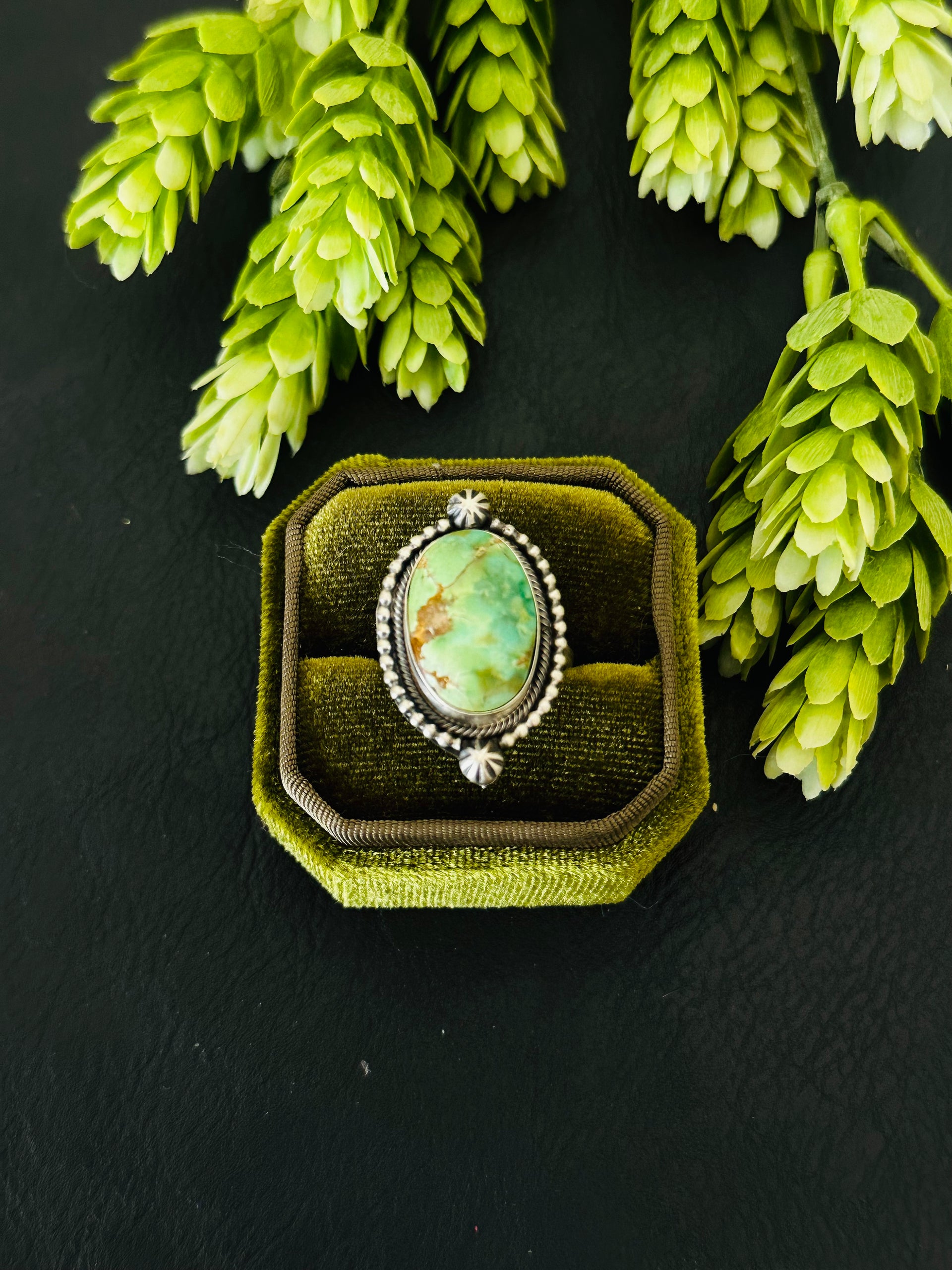 Scott Skeets Sonoran Gold Turquoise &  Sterling Silver Ring Size 8.75