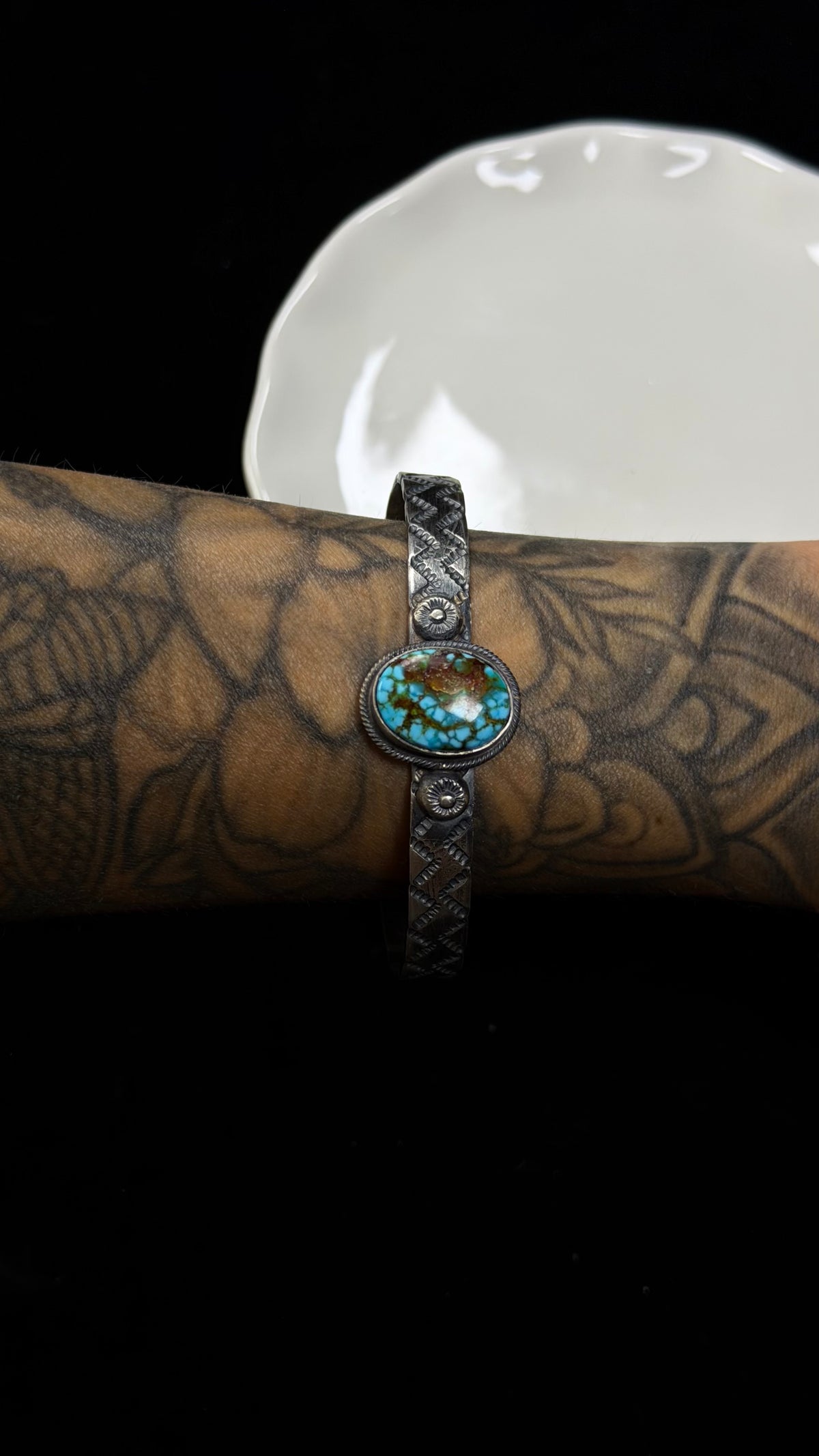 Tillie Jon Spider Web Kingman Turquoise & Sterling Silver Cuff Bracelet