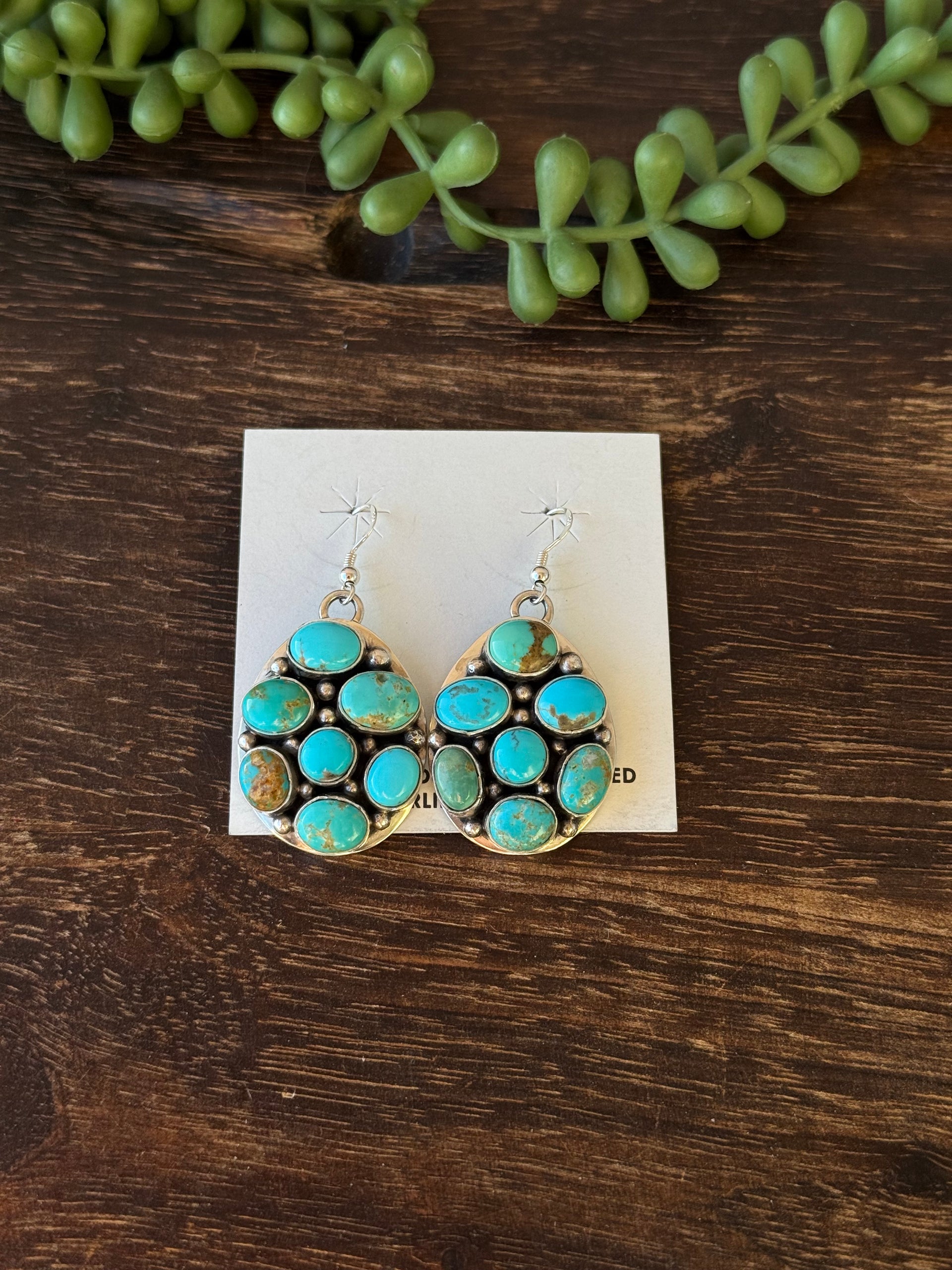 Emer Thompson Kingman Turquoise & Sterling Silver Cluster Earrings