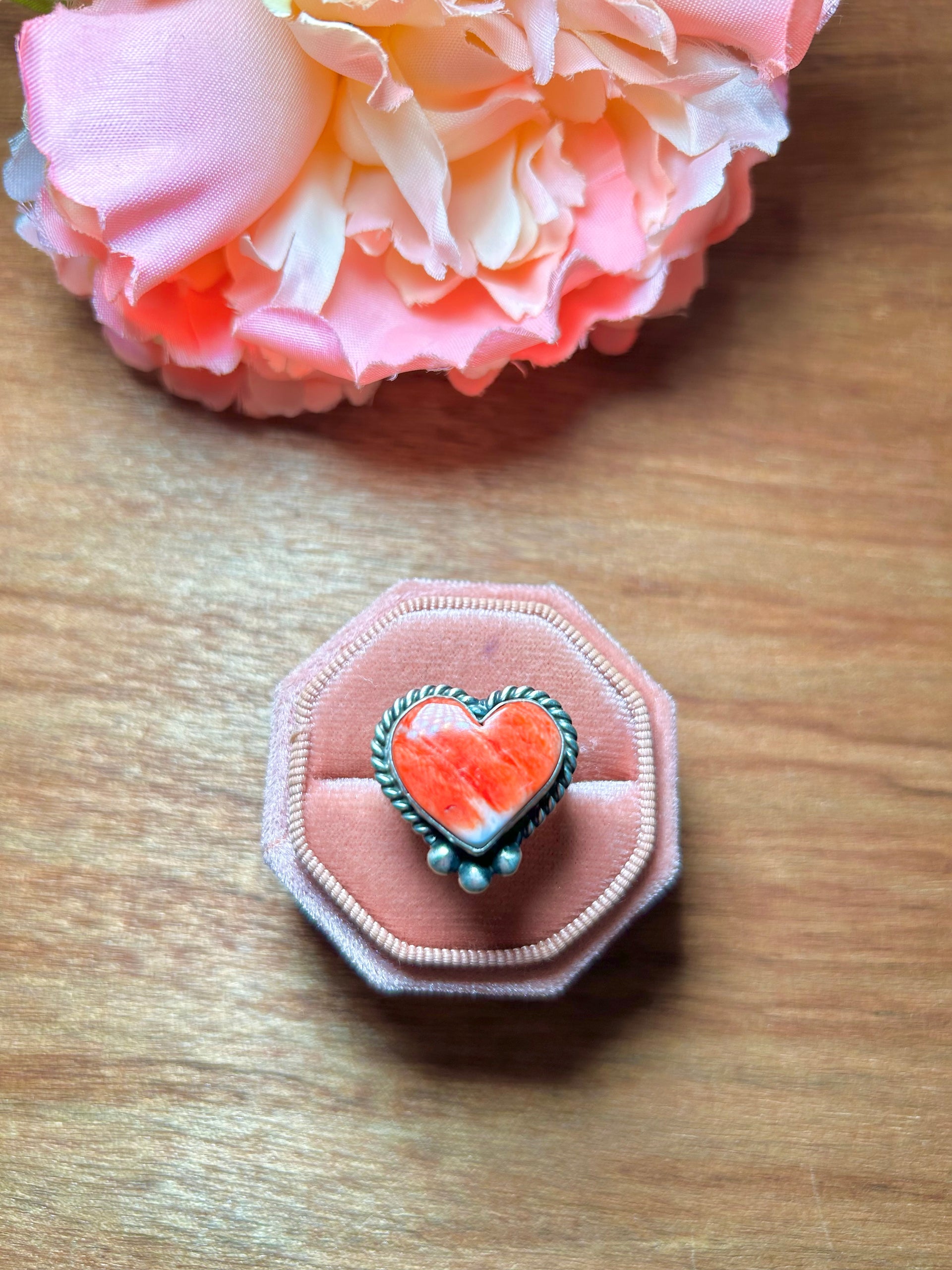Navajo Made Spiny Oyster & Sterling Silver Adjustable Ring