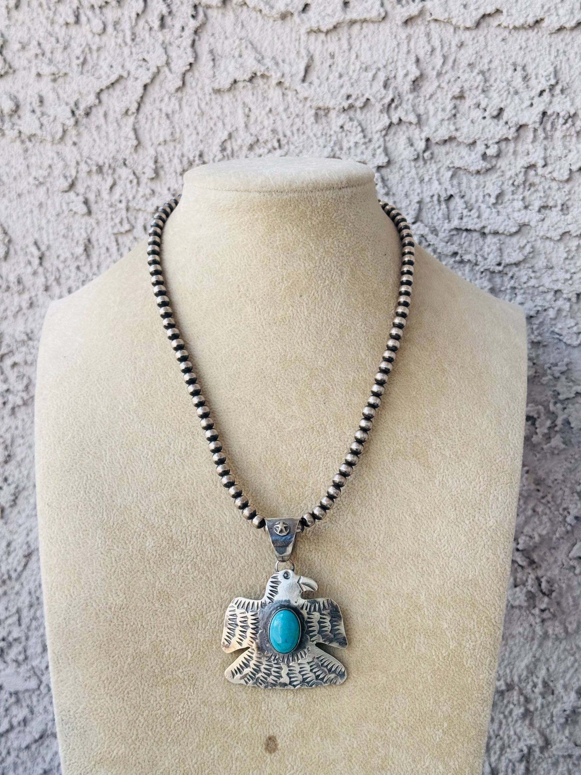 Chimney Butte Turquoise & Sterling Silver Thunderbird Pendant