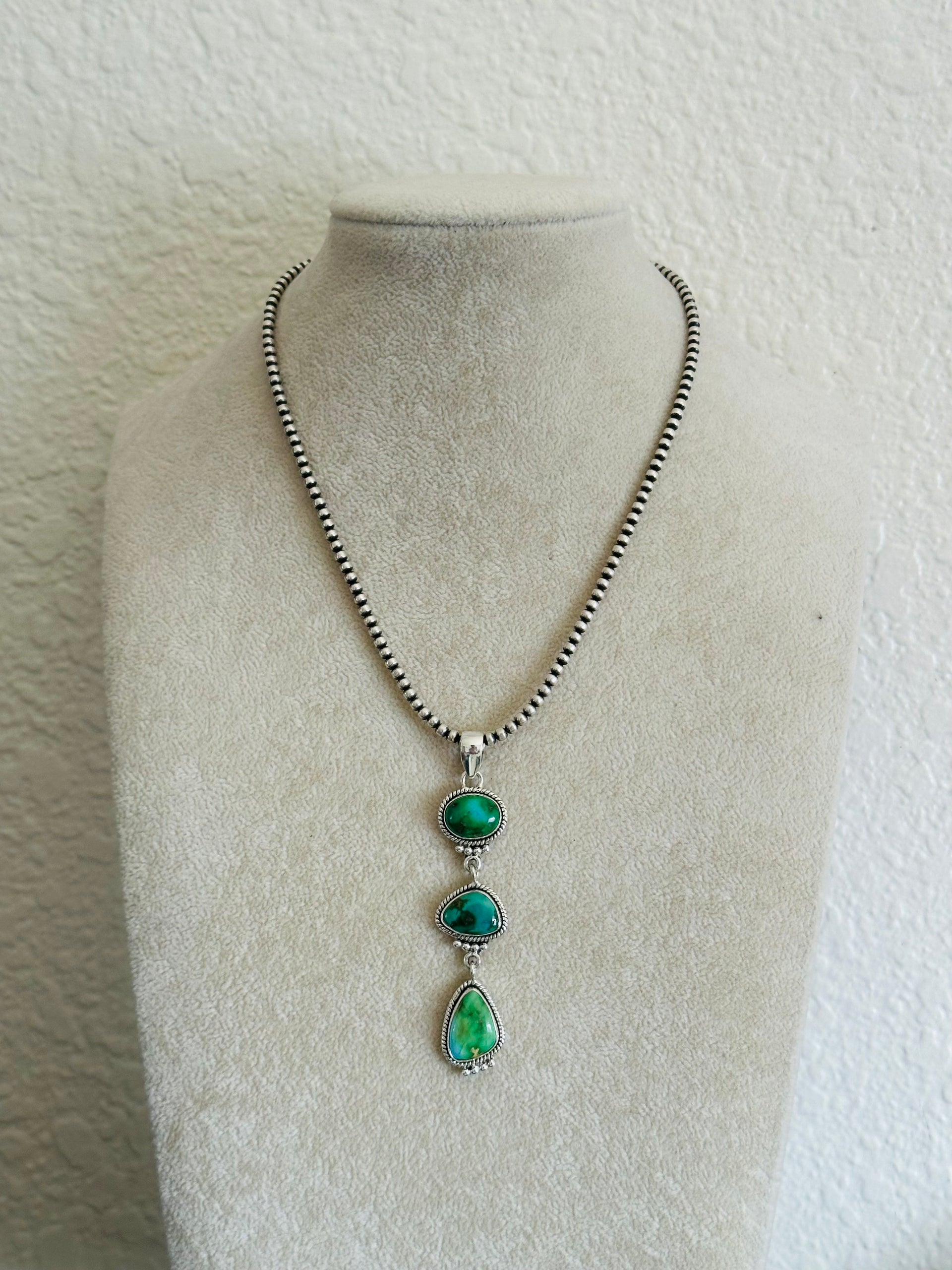 Southwest Handmade Sonoran Gold Turquoise & Sterling Silver Pendant