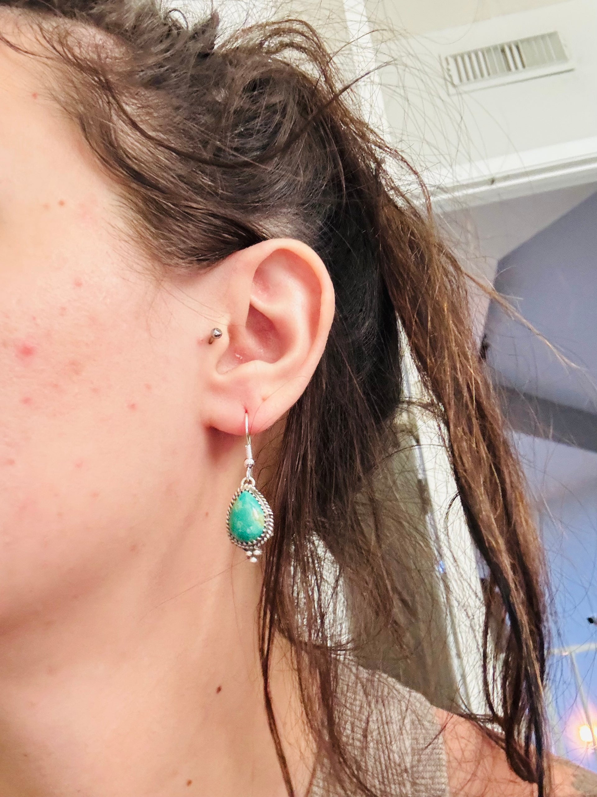 Trish Largo Kingman Turquoise & Sterling Silver Dangle Earrings