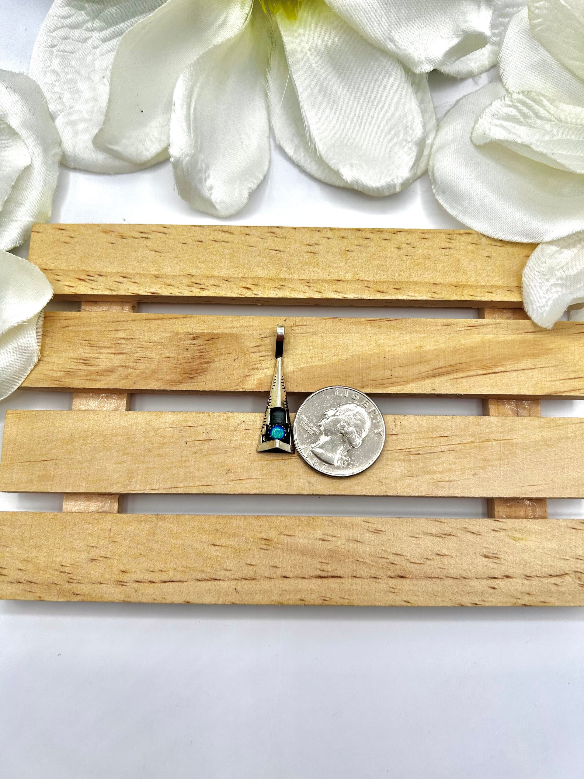 Navajo Made Opal & Sterling Silver Pendant