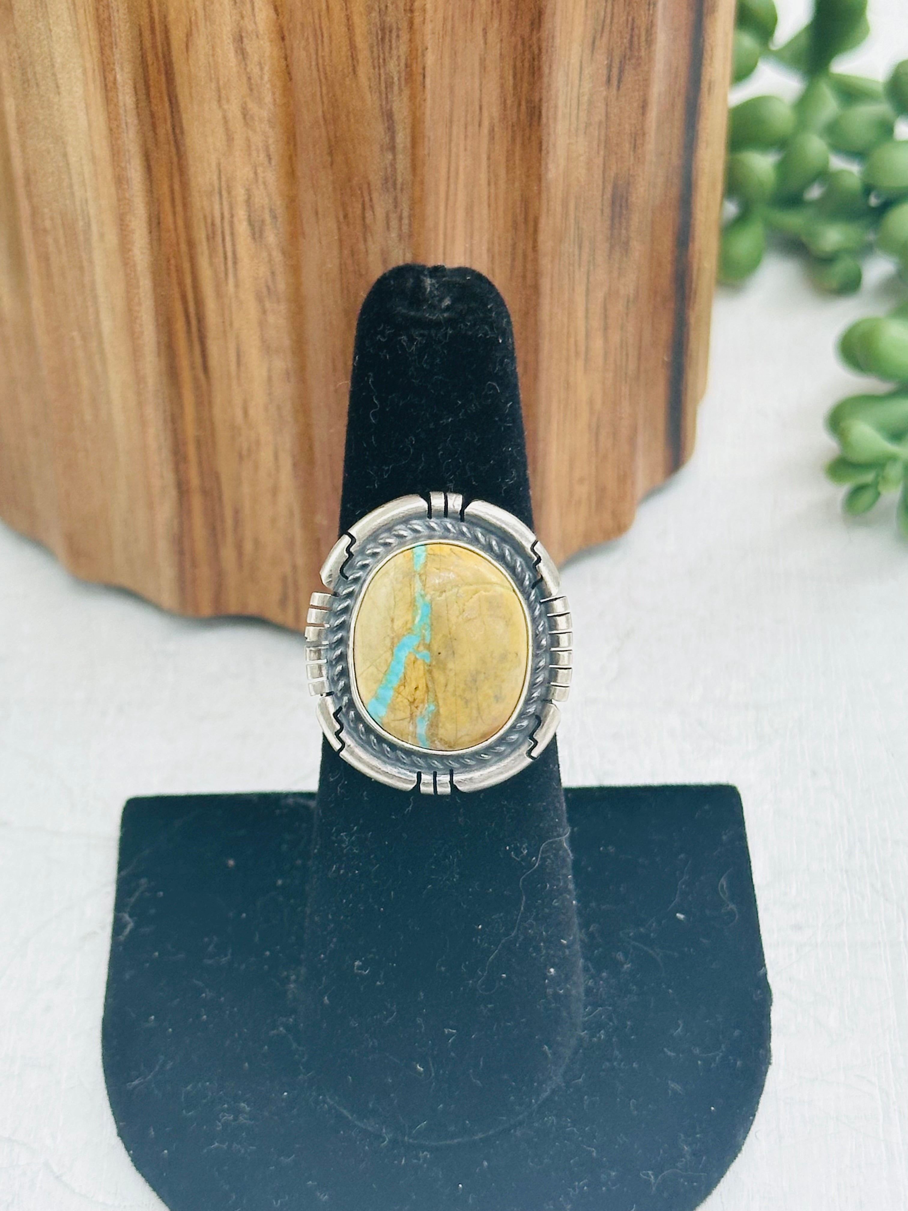 Navajo Made Boulder Turquoise & Sterling Silver Ring