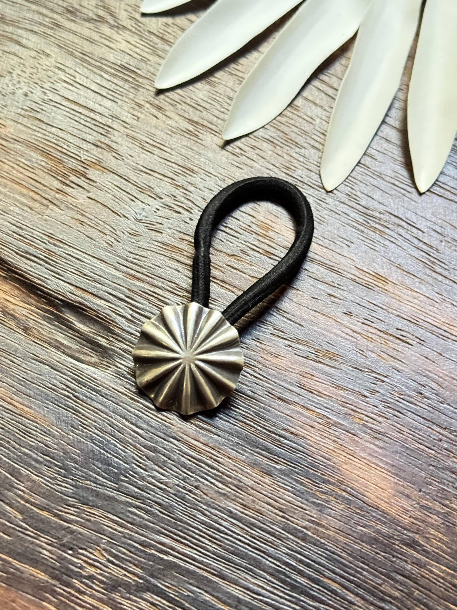Navajo Made Sterling Silver Concho Ponytail Holder