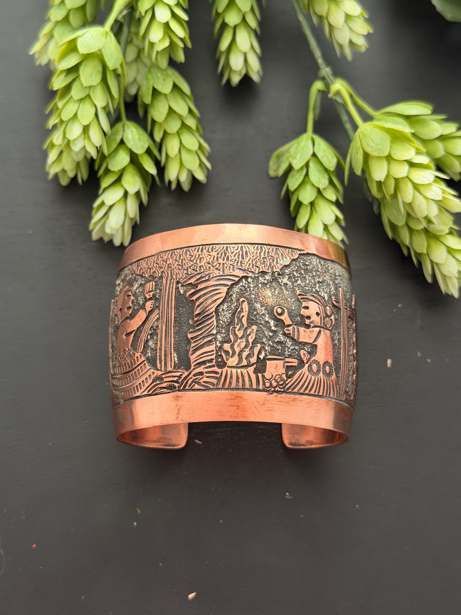 Elaine Becenti Copper Story Teller Cuff Bracelet